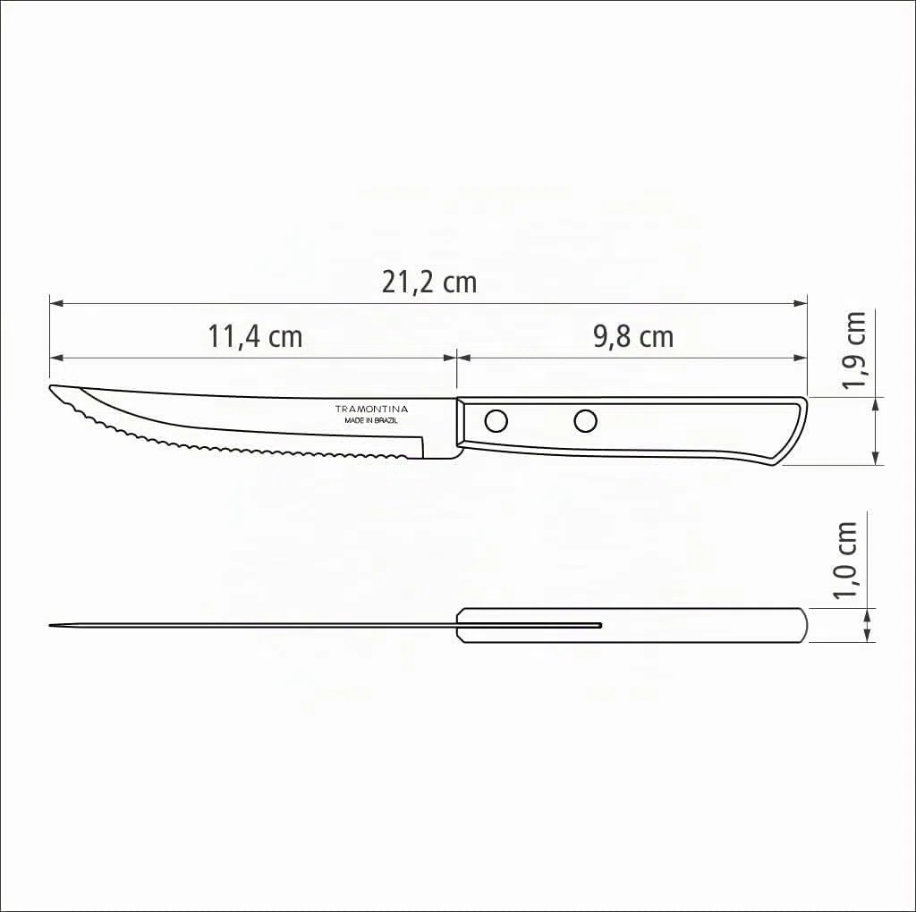 Tramontina Set di Coltelli per Carne/BBQ Polywood 11 cm 6 pezzi