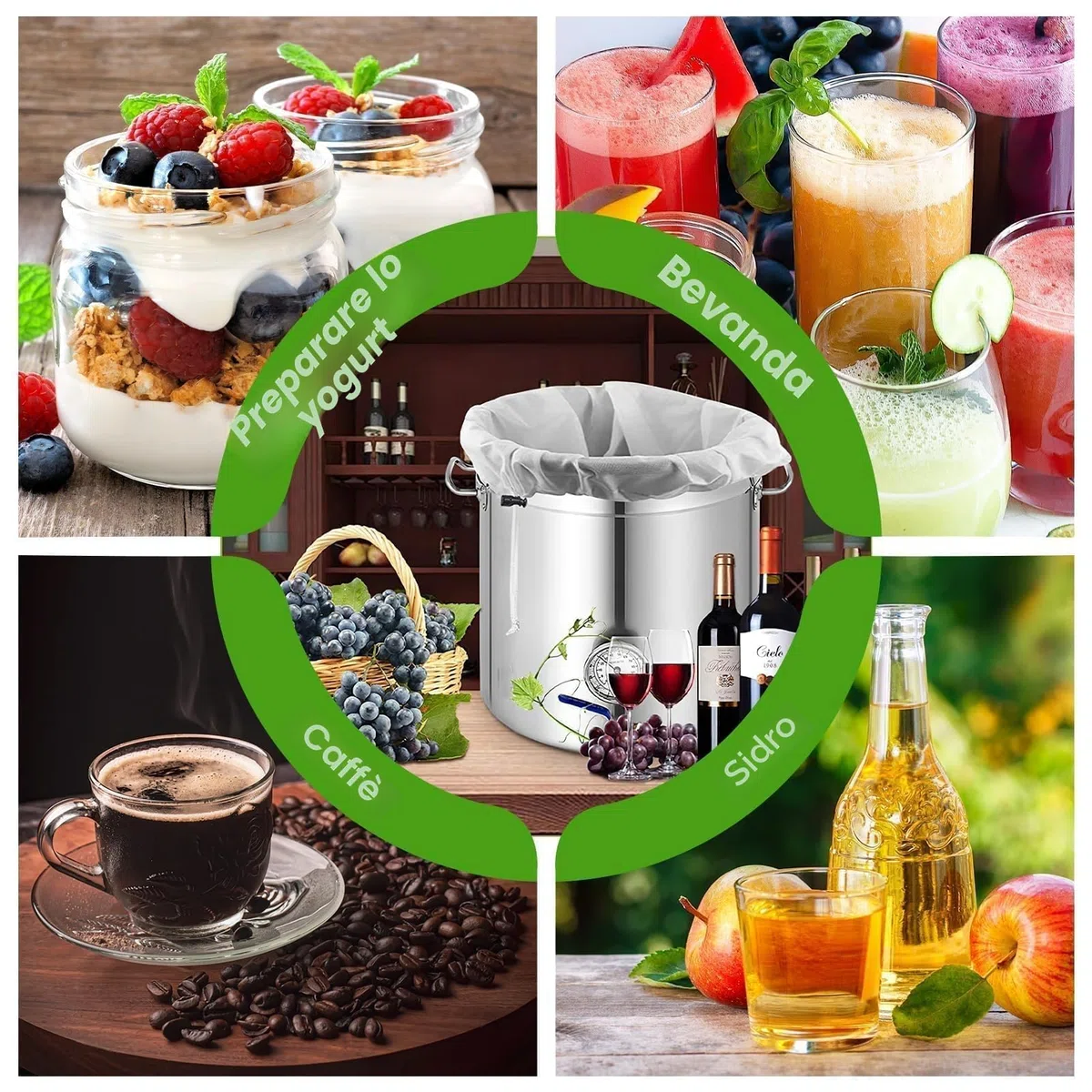 Sacchetto Filtrante Riutilizzabile 40x46 cm, Sacchetti Filtranti per Alimenti con Coulisse, Filtri per Liquori per Birra e Latte Vegetale, Sacchetti per Birra Filtranti per Vino, Caffè e Yogurt (1)