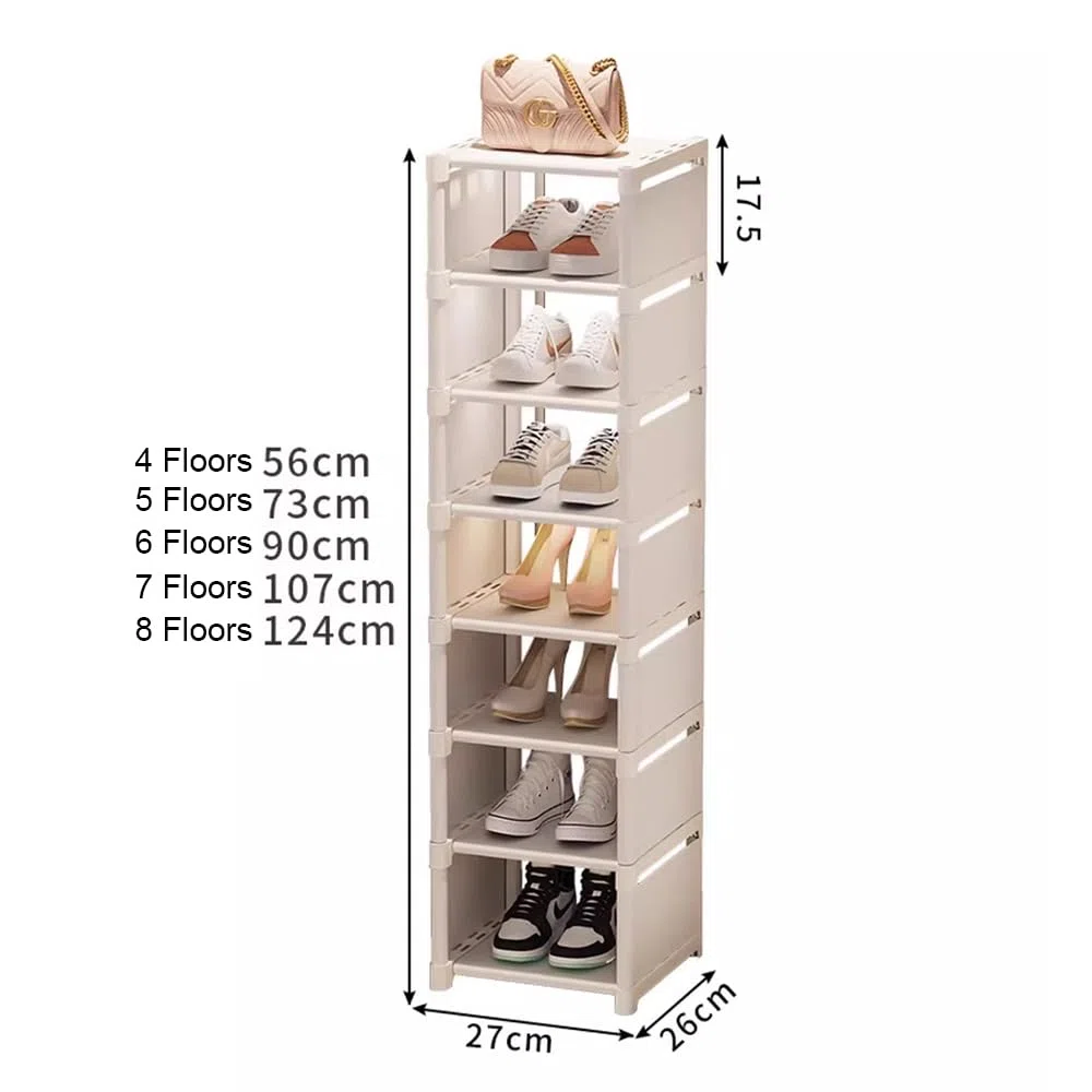 Scarpiera Bianca Stretta 5 Livelli, Scaffali Portascarpe Salvaspazio Ingresso Slim, 1 Livello per 1 Paia di Scarpe, Organizzatori Porta Scarpe per Corridoio, Camera da Letto, Soggiorno
