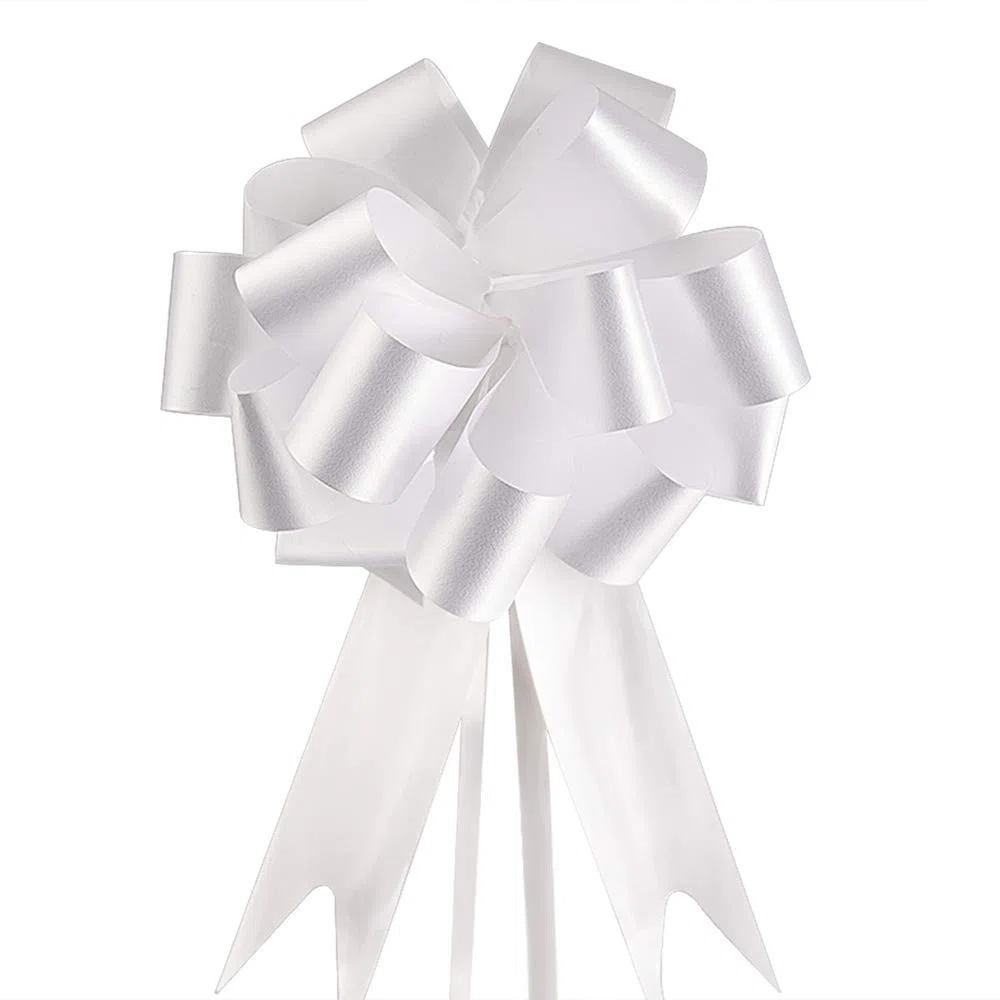 faburo 100pcs Coccarde Fiocco per Fiocchi Matrimonio, Coccarde Bianco Autotiranti Matrimonio, Coccarda Matrimonio Battesimo Auto Decoro