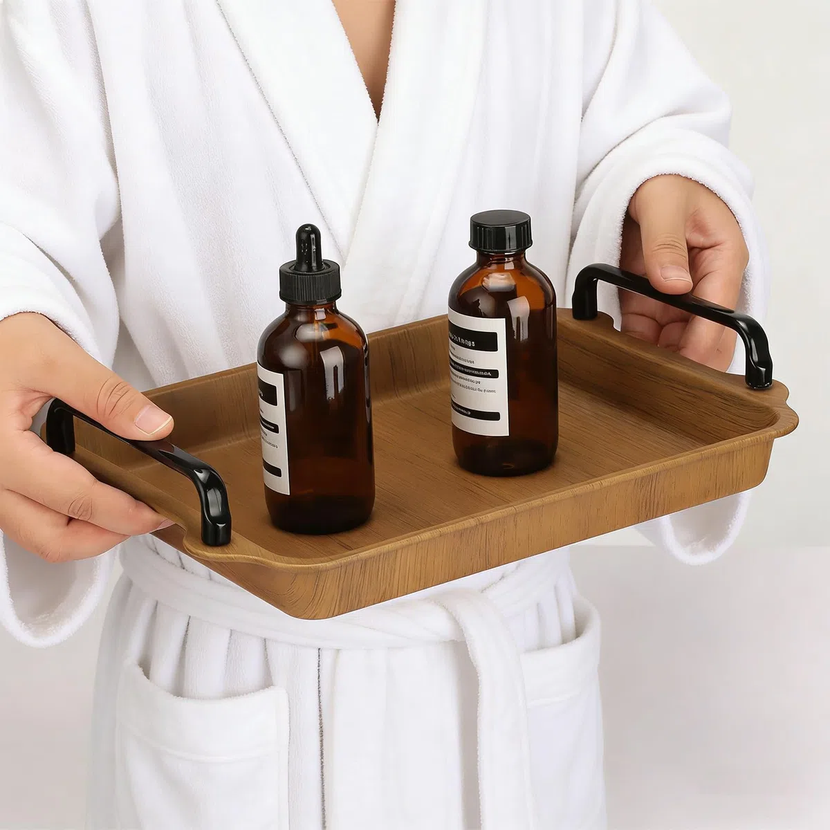VINATO Scaffale 2 Ripiani, Organizzatore per Cucina in Acciaio al Carbonio con Aspetto Legno, Aste di Supporto Rinforzate, per Piano di Lavoro, Cucina, Bagno, Ufficio