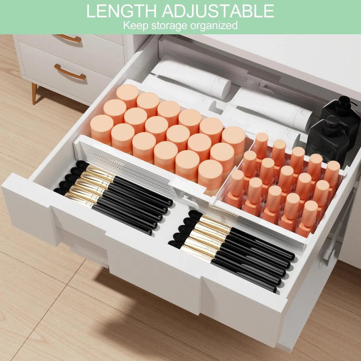 Organizer Armadio o Desktop, Divisori per Cassetti Regolabili, Separatori per Cassetti, Separatore Divisore, per Cucina, Bagno, Camera da Letto, Cassettiera, Ufficio (bianco)