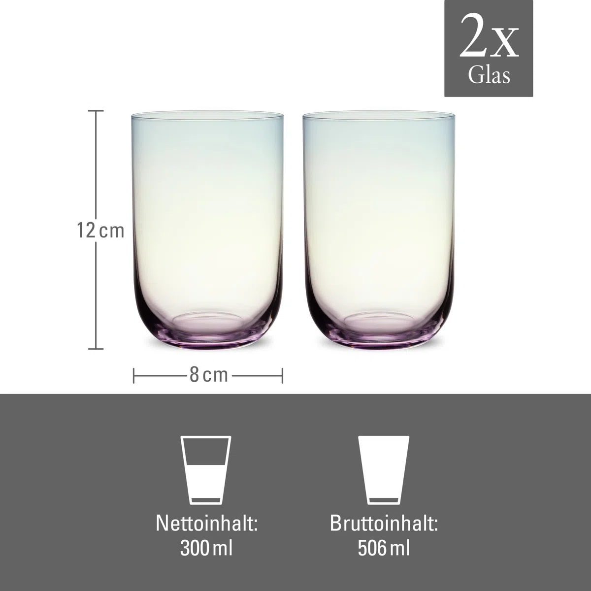 like. by Villeroy & Boch Like Color 1 Bicchiere da long drink, Set 2 pz 8x12cm