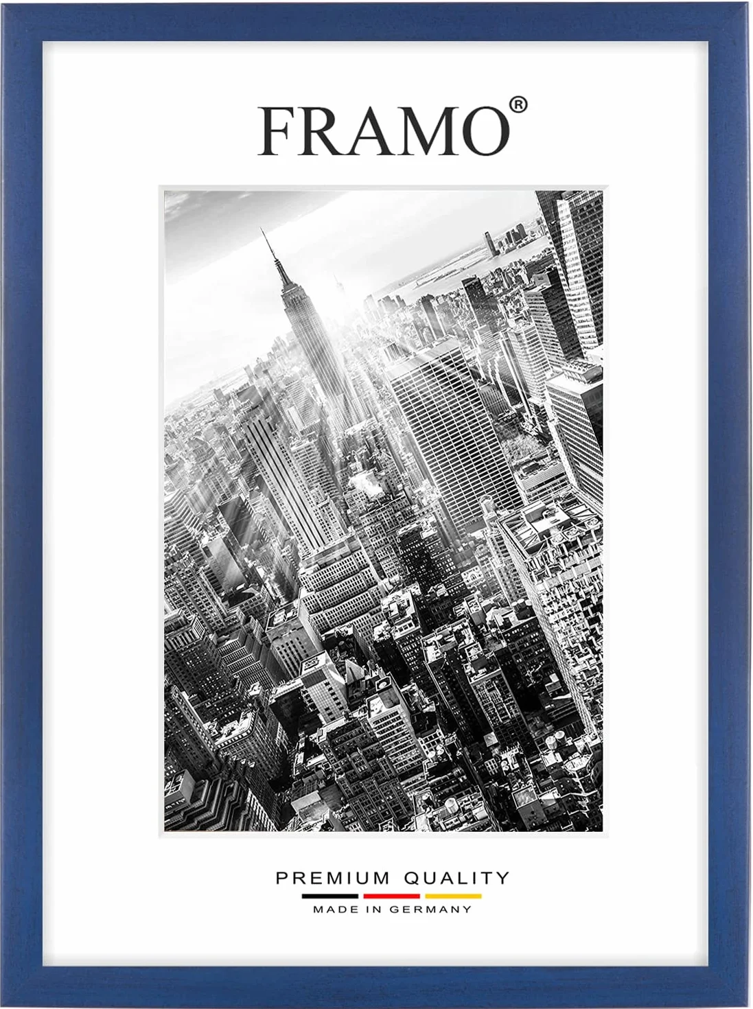 FRAMO35 25x35 Cornice (Blu Scuro) in MDF Fatta a Mano con lastra di Vetro Artificiale antiriflesso a Prova di Rottura e Robusta Parete Posteriore in MDF, Larghezza Cornice: 35 mm