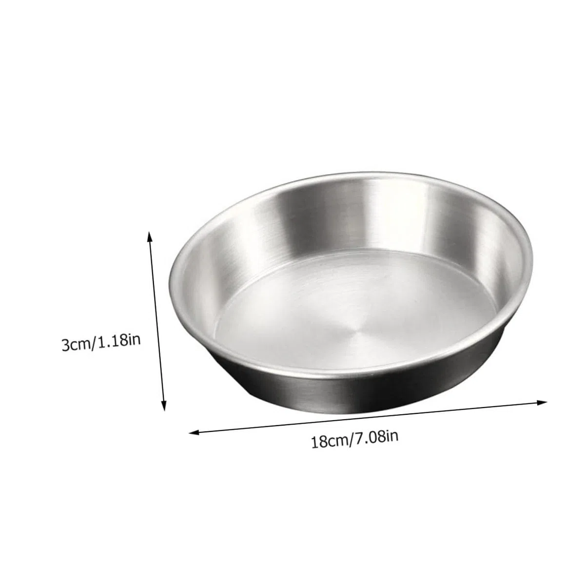 Piatto Pizza in Acciaio Inossidabile Spesso 18 CM Teglia da Forno Profonda per Dolci e Torte Piatto Leggero e Resistente per Campeggio e Picnic