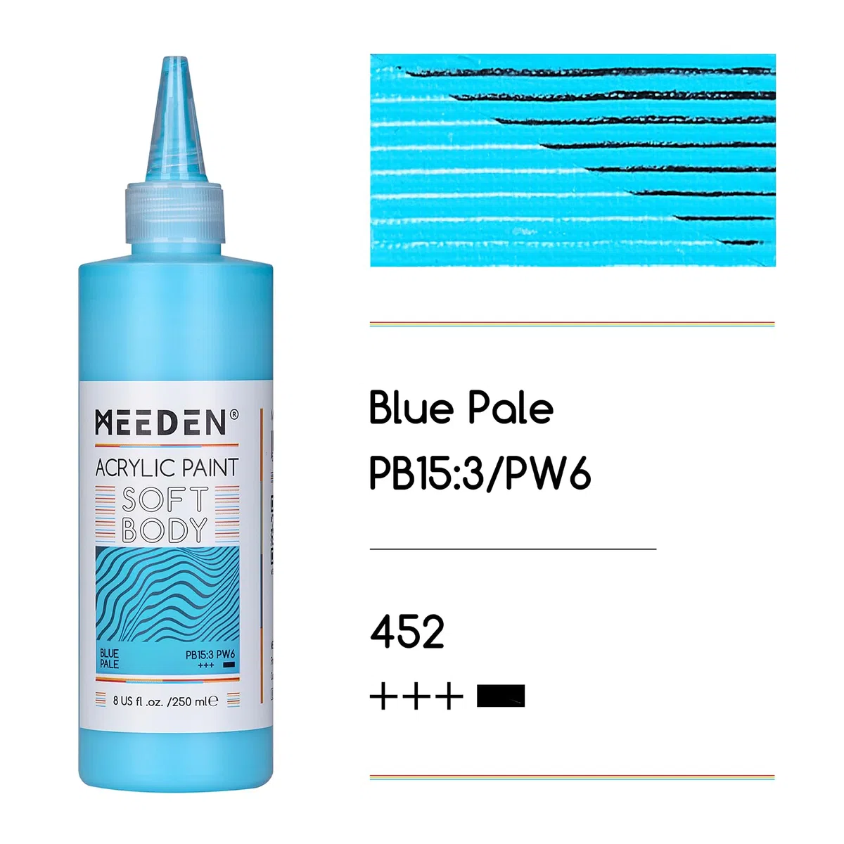 MEEDEN Colore Acrilico Soft Body: Blu Chiaro 250 ml Colori Acrilici in Confezione Economica in Bottiglia Ergonomica - Pittura per Fluid Art per Artisti Dipinti su Tela