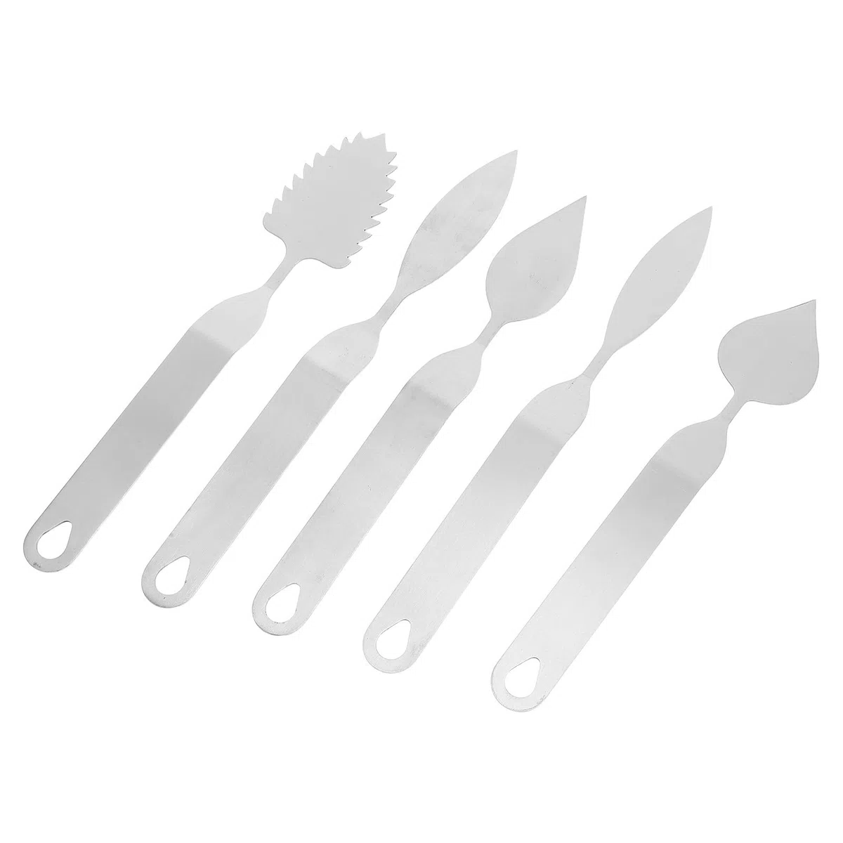 Toyvian Set 5 Pezzi Coltelli in Acciaio Inossidabile Design Ergonomico e Forme Foglia Rotonda, Lunga e Dentata per Decorazione Cioccolato e Mousse per Ristorante e Pasticceria