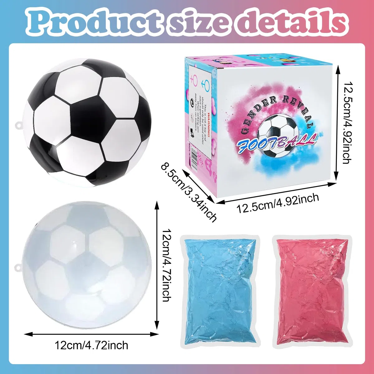 Gender Reveal Football per Baby Shower - Palla Annuncio Sessuale Bambino con Blu Rosa per Ragazzo Ragazza - Calcio per Annunciare Sesso