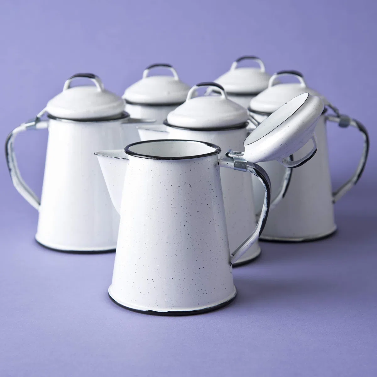 CINSA-315599 - Teiera in acciaio smaltato, 2 tazze, colore: Bianco