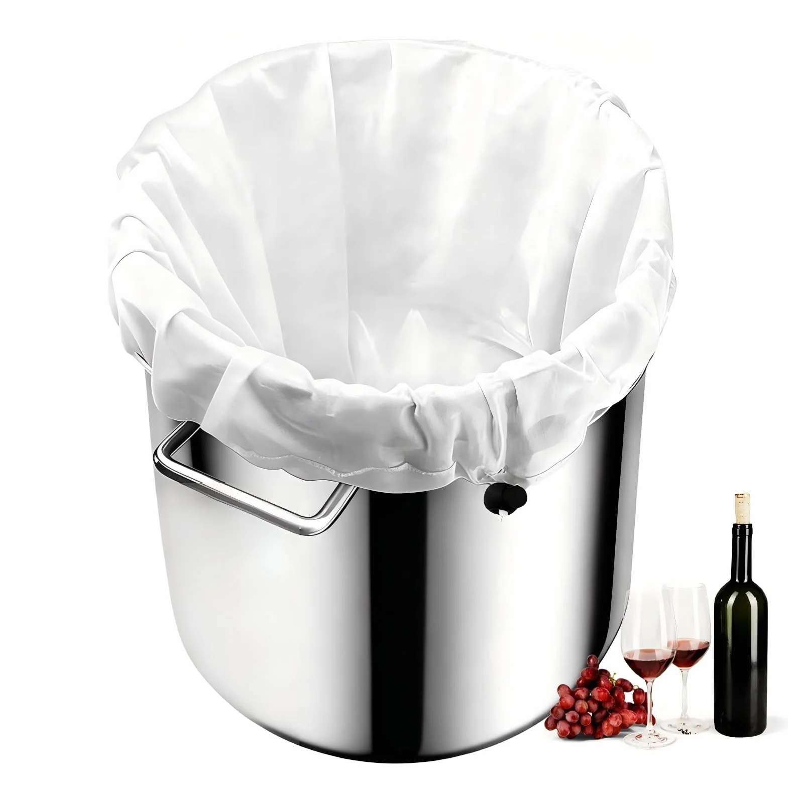 Sacchetto Filtrante Riutilizzabile 40x46 cm, Sacchetti Filtranti per Alimenti con Coulisse, Filtri per Liquori per Birra e Latte Vegetale, Sacchetti per Birra Filtranti per Vino, Caffè e Yogurt (1)