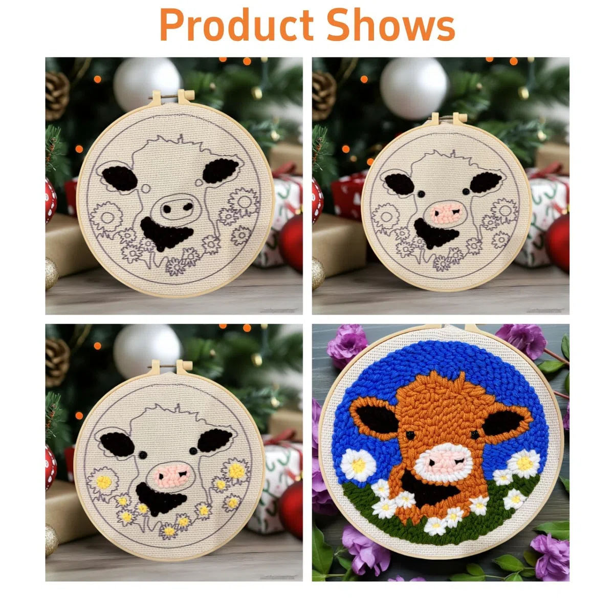 Punch Needle Kit Ricamo Principianti con Ago Magico，Set Completo con Telaio, Fili, Motivi Animali e Fiori，Embroidery Kit per Punto Croce, Piccolo Punto e Fai da Te Creativo per Adulti e Bambini