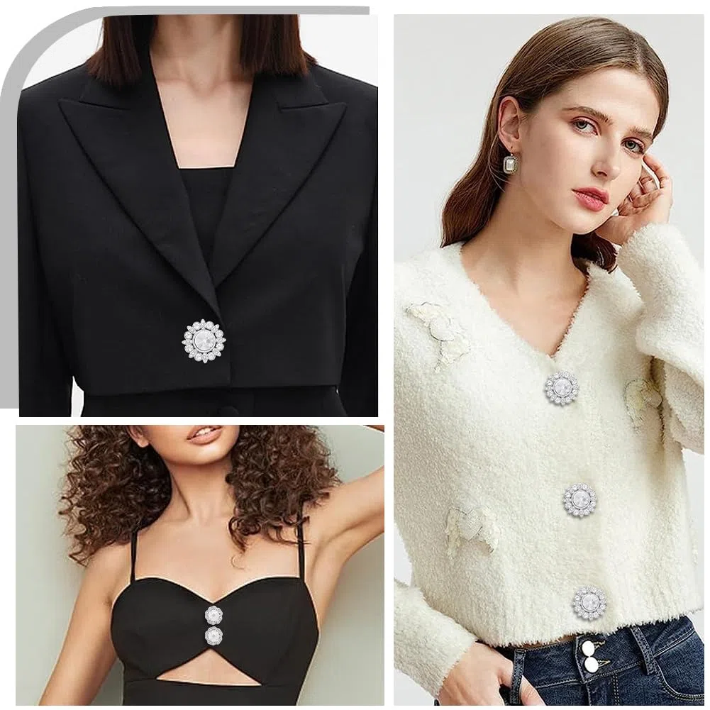 GORGECRAFT 12 bottoni floreali in strass argento con tomaia in lega bottoni decorativi di ricambio per fai da te cucito lavori manuali maglione uniforme giacca abbigliamento cappelli abbellimenti