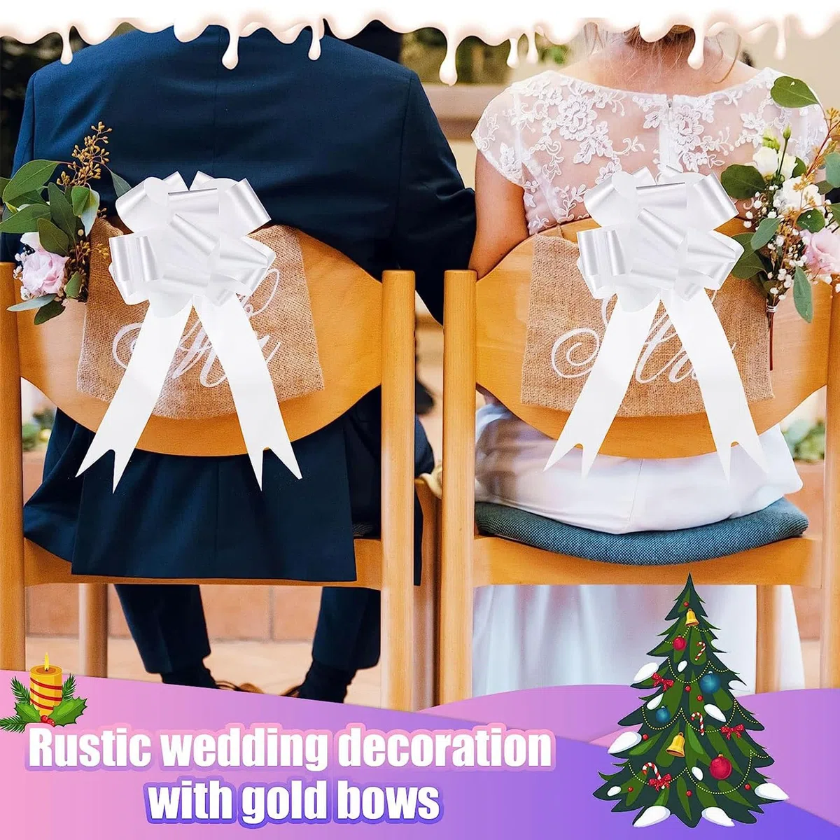 30 Pezzi Fiocchi Auto Matrimonio, Decorazioni Auto Matrimonio Autotiranti, Fiocchi Battesimo, Decorazione del Nastro con Fiocco Adatto per la Decorazione di Auto, Casa e Regali (Bianco)