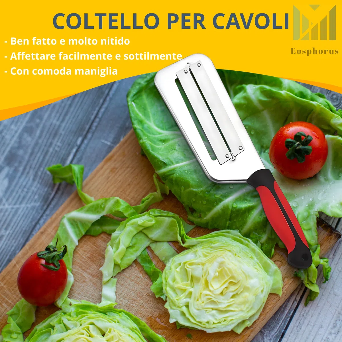 Eosphorus Cavolo Shredder Cavolo Affettatrice Coltello per Cavolo per Crauti Coleslaw con due Lame Affilate in Acciaio Inossidabile