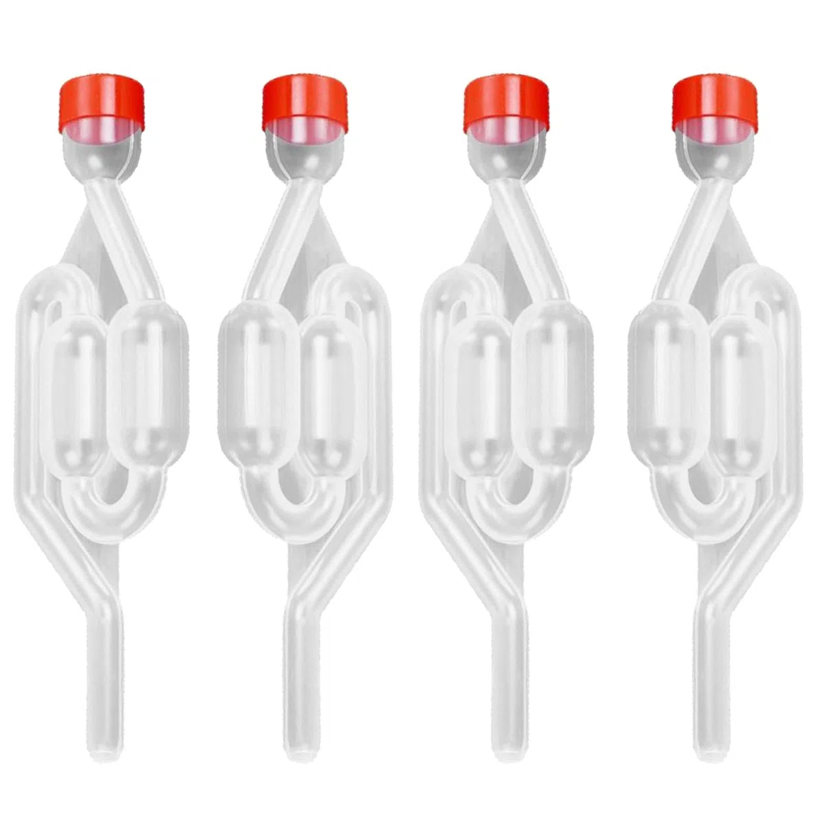 4 Pezzi Gorgogliatore Fermentazione, Airlock Trasparente, Gorgogliatori per Fermentazione, Gorgogliatore con Tappi in Gomma, per Produzione di Birra, Vino, Succo, Sottaceti, Crauti, Resistente