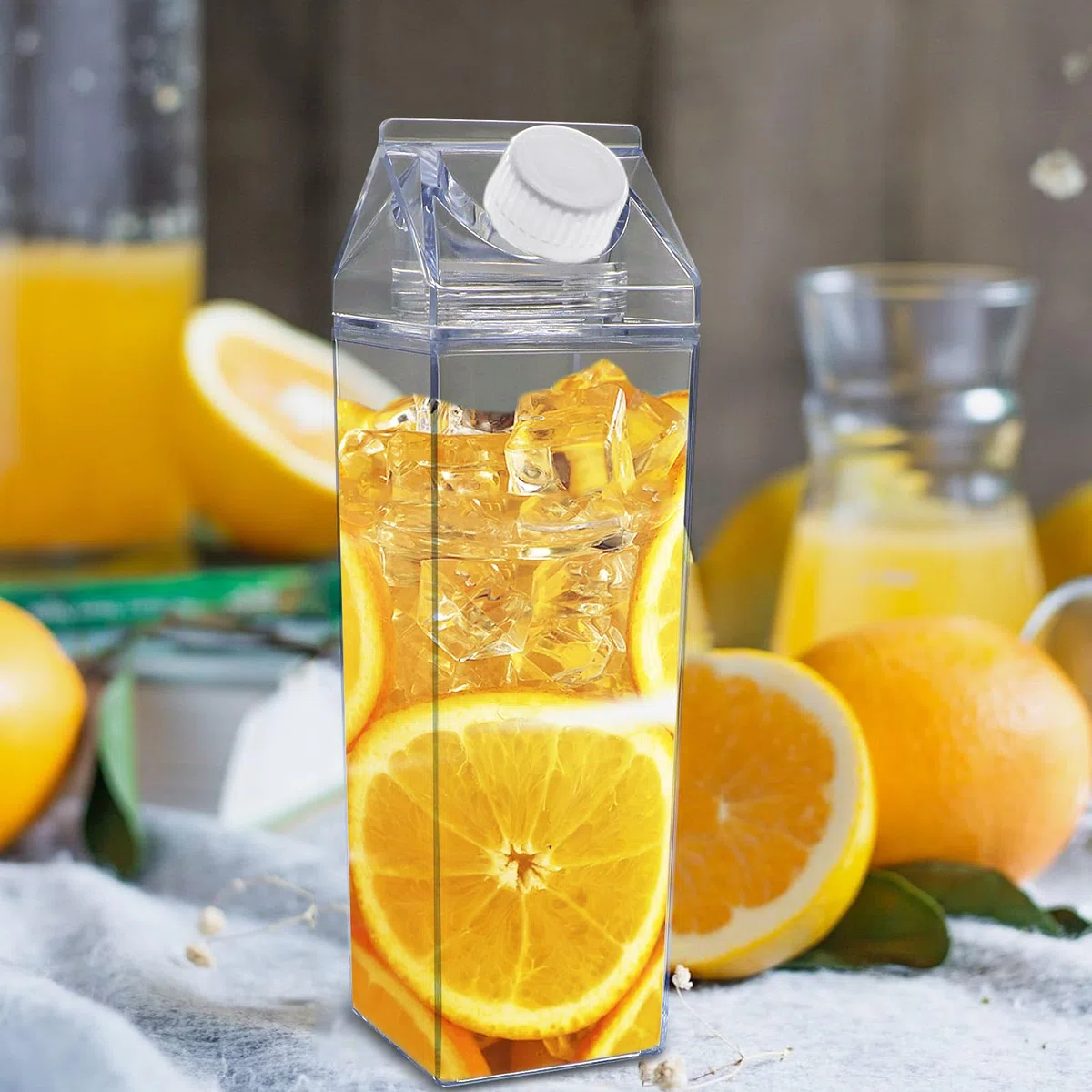 Iceten 2 bottiglie quadrate in plastica trasparente da 500 ml, contenitori per latte vuoti, riutilizzabili, per conservare bevande fatte in casa, latte, acqua