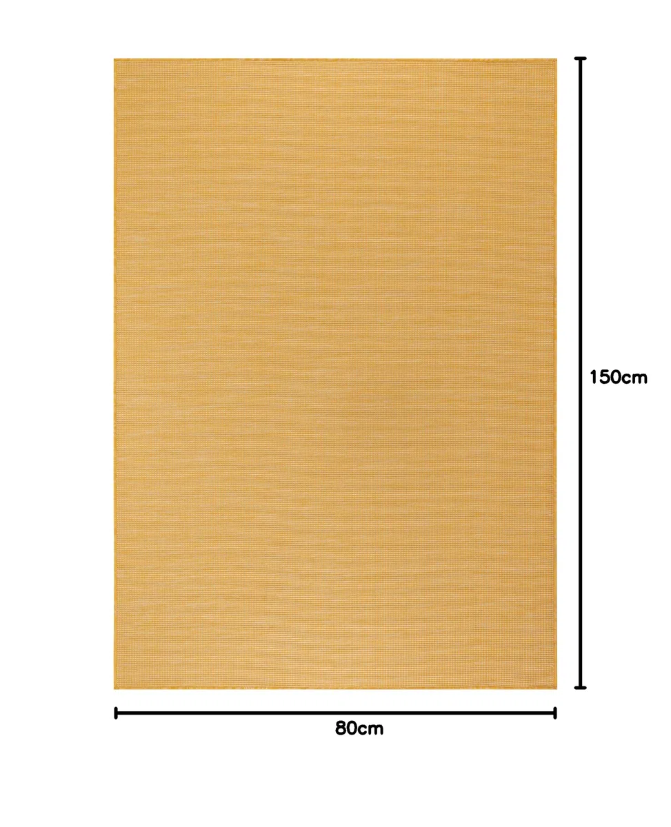 Jimri Tappeto per interni ed esterni, resistente alle intemperie, per balcone, terrazza, giardino, soggiorno, cucina, tappeto resistente ai raggi UV e all'acqua, misura: 80 x 150 cm, giallo