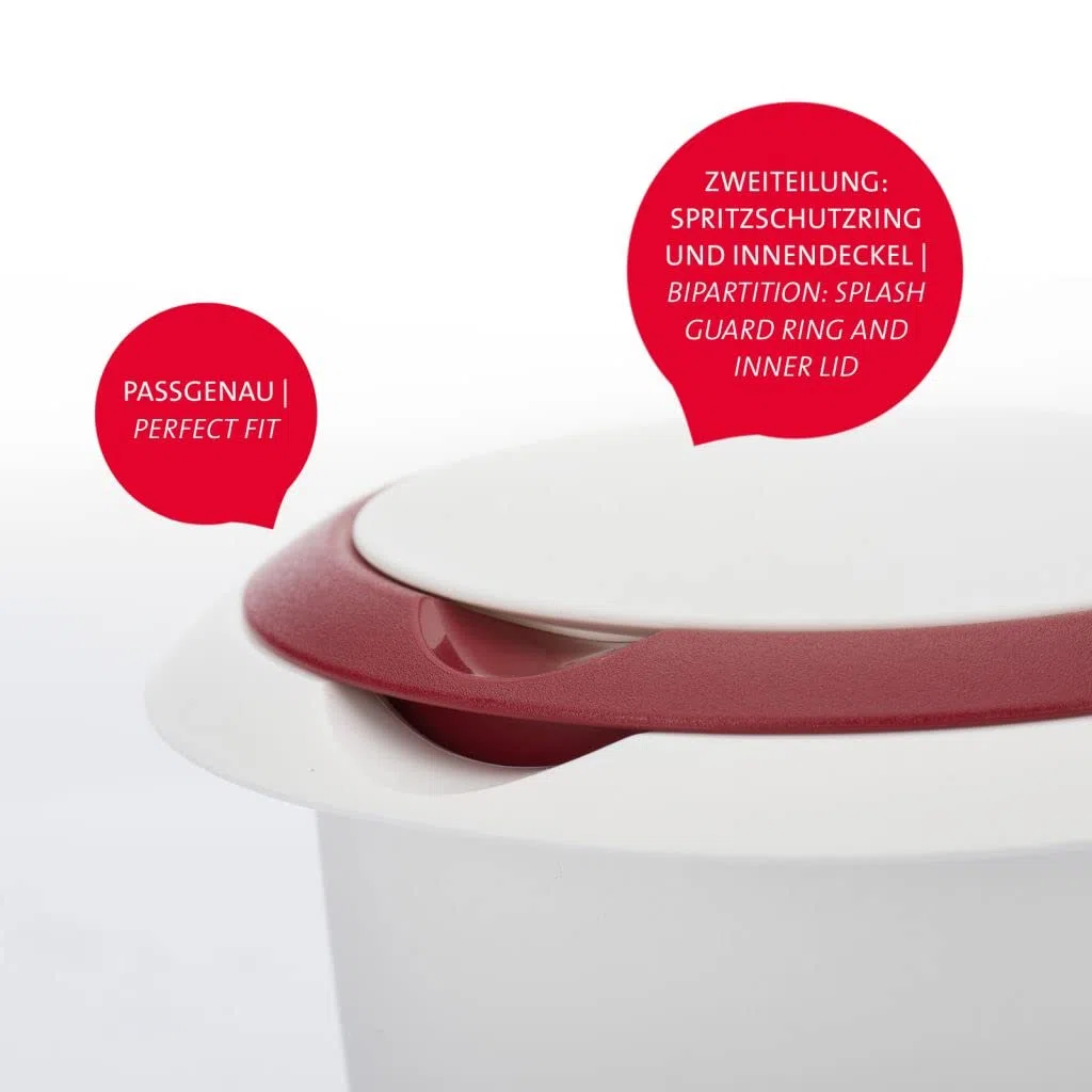 Westmark 315122E3-2 pentole con coperchio diviso, 1 l, con beccuccio, in plastica, bianco/rosso