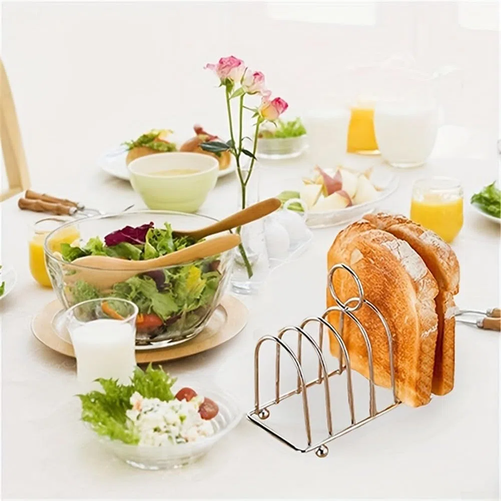 Porta pane tostato in acciaio inossidabile, 6 fette di fette di pane tostato, organizer per fette di pane tostato, 14,5 x 8 x 7,8 cm