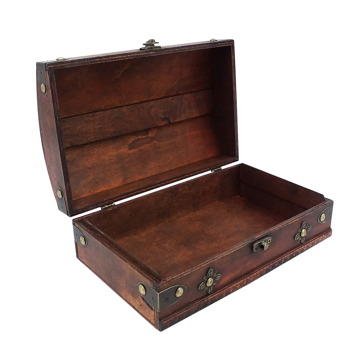 Scrigno legno bauletto legno portaoggetti | bauletto legno | scrigno tesoro pirati multiuso per tutta la famiglia | 25 x 15 x 9 cm