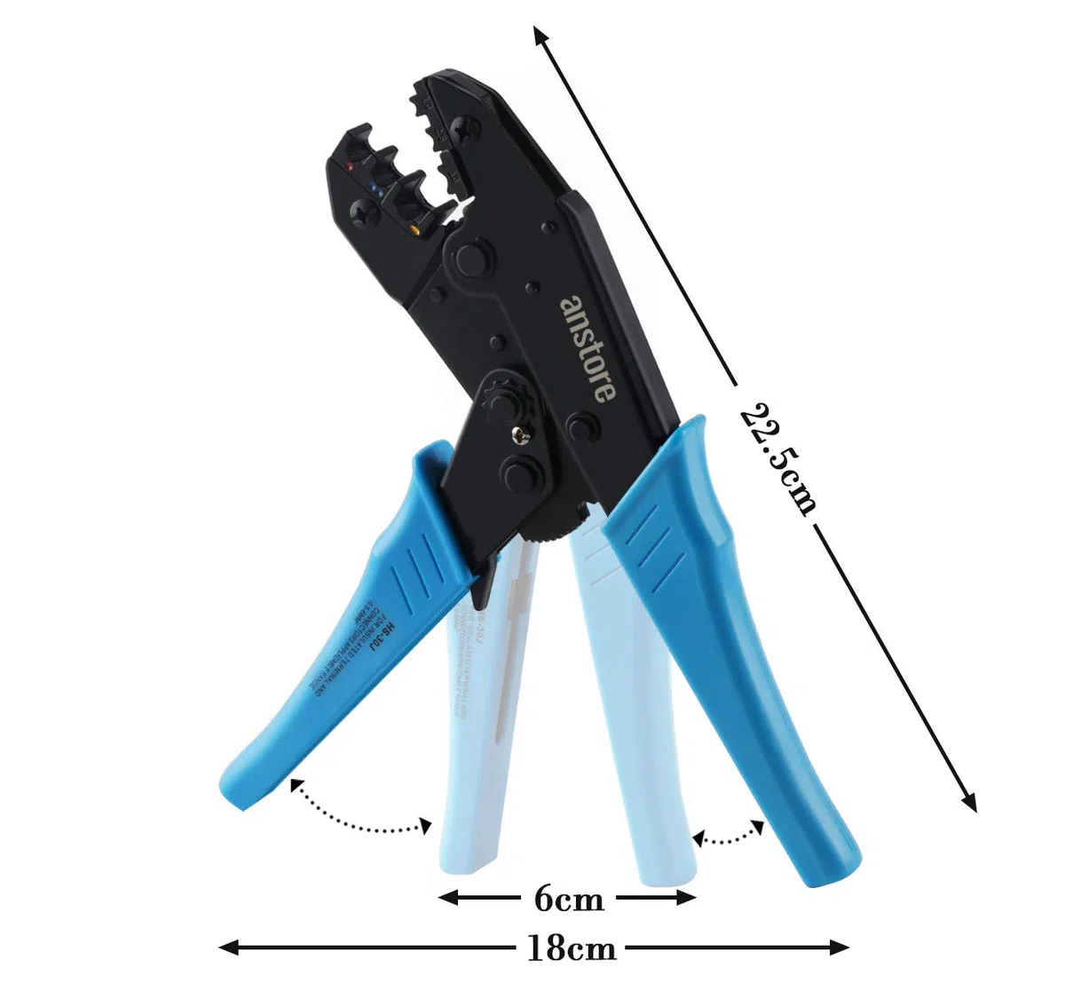 Anstore Pinza crimpatrice per capicorda con funzione a cricchetto, 0,5-1/1,5-2,5/4-6 mm², lunghezza 22,5 cm