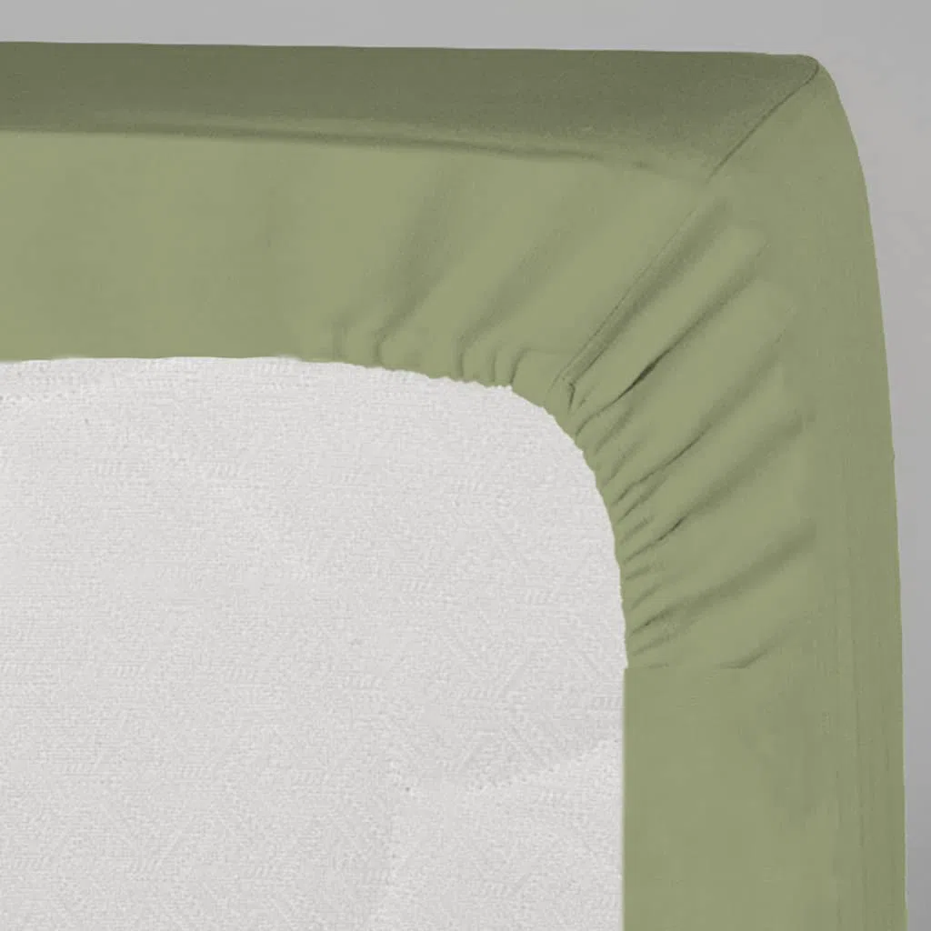 LARA MORADA - Lenzuolo Sotto Con Angoli Matrimoniale Elasticizzati, 100% Cotone, Made In Italy, Tinta Unita, Per Letto Matrimoniale 2 Posti, 180cmx200cm + 25cm, Verde Salvia