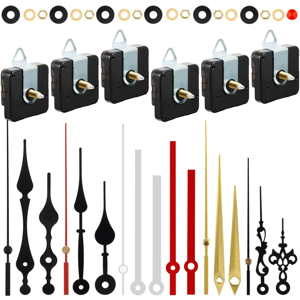 6 Pezzi Meccanismo di Movimento dell'Orologio al Quarzo con 6 Coppie Diverse Lancette dell'Orologio Fai da Te Parti di Riparazione a Batteria Kit Motore di Ricambio (20 mm/ 0,8 Pollici)