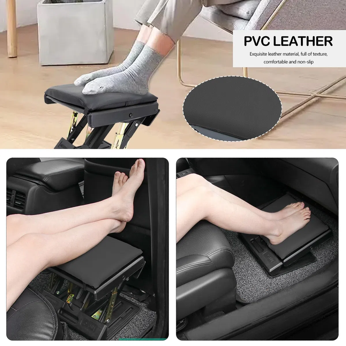 Poggiapiedi da scrivania, poggiapiedi regolabile poggiapiedis ergonomico poggiapiedis da ufficio rimovibile con massaggio e morbido cuscino per auto ufficio casa viaggio (nero)