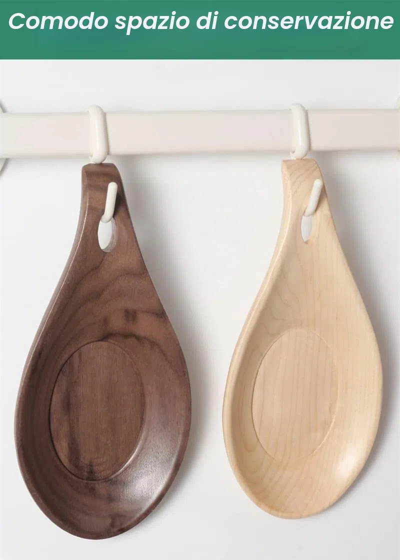 Poggia Mestolo Cucina,Apoggia Cucchiaio in Legno Naturale,Appoggia Mestoli da Cucina,per Ristorante Domestico (noce-1Pcs)