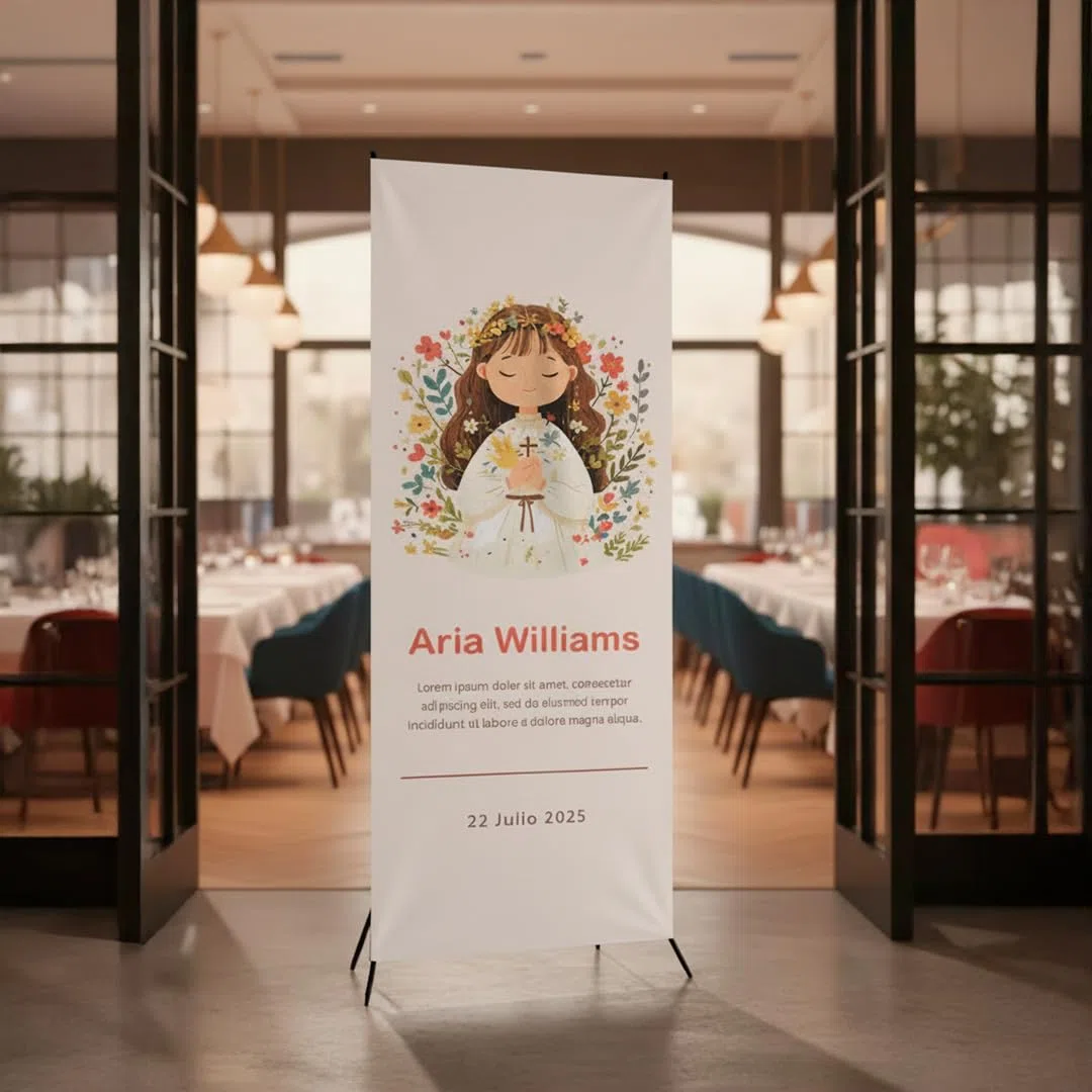 X banner personalizzato | Espositore pubblicitario con stampa inclusa | Photocall personalizzabile 80 x 180 cm | Tela in PVC con struttura a X + custodia per il trasporto