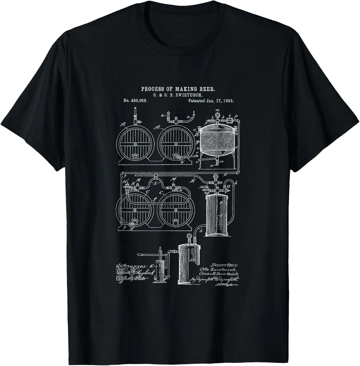 T-shirt con disegno di birra, brevetto Brewery, idea regalo per birraio Maglietta