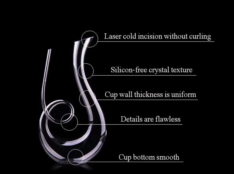 Decanter per vino, 1500 ml, soffiato a mano, in cristallo senza piombo, classico aeratore per vino, caraffa per vino rosso, accessori per vino, regalo per vino