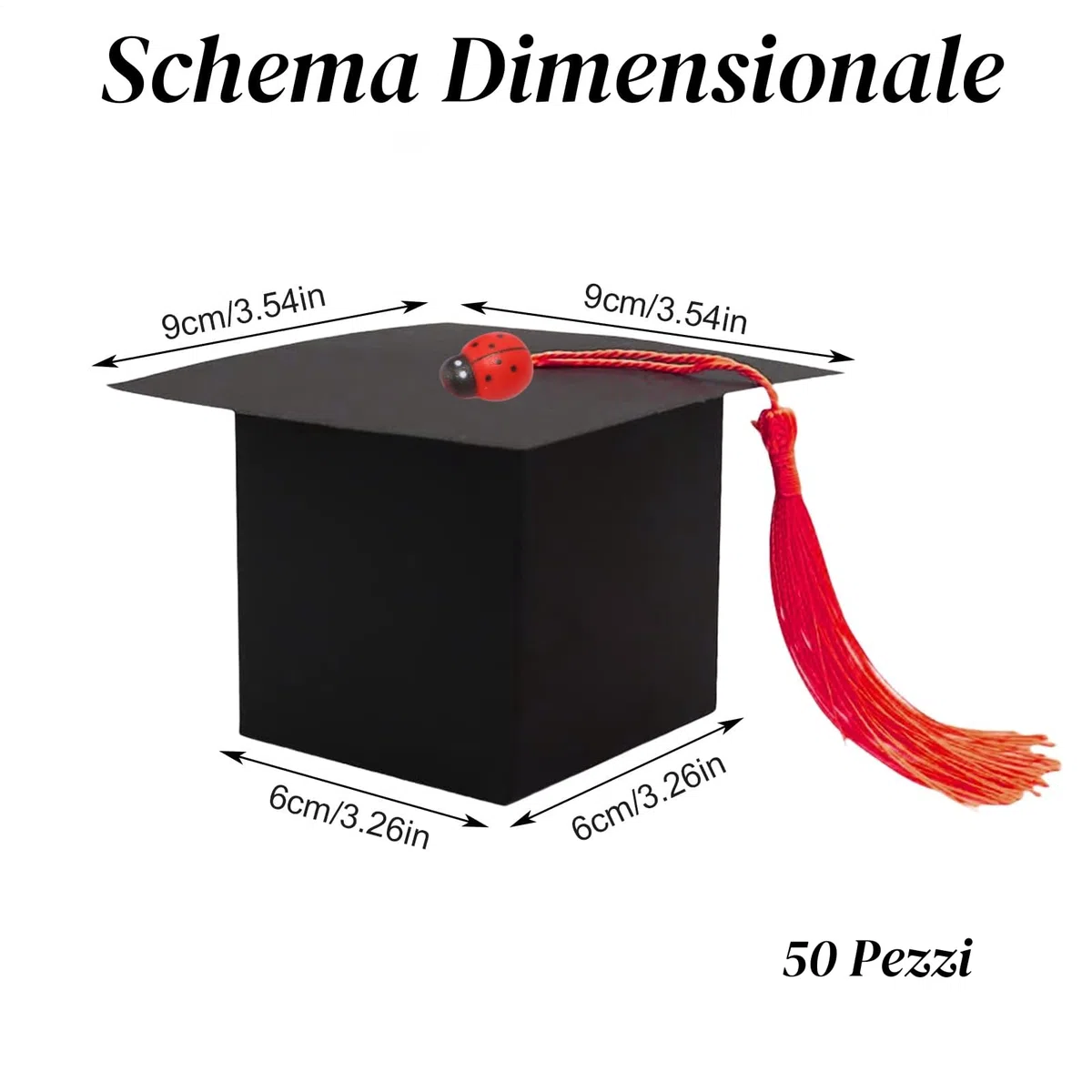 Scatole Bomboniere Laurea con Nappe Rosse - Decorazione Elegante per Cerimonie e Feste di Laurea - Scatole Portaconfetti in Carta (50pz)