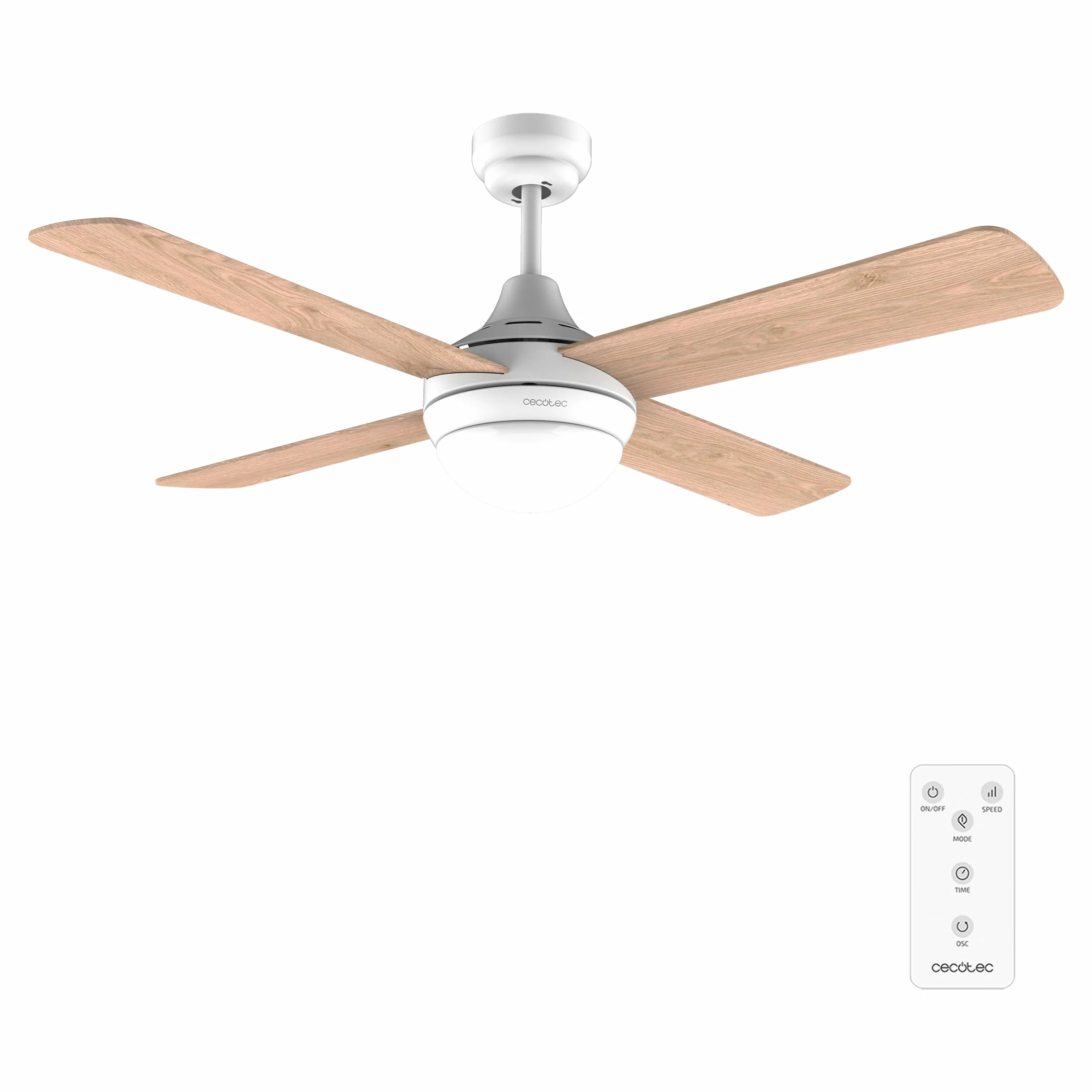 Cecotec Ventilatore da soffitto con luce EnergySilence Aero 4250 DC Fresh. 40 W, motore DC, diametro 42"con 4 pale reversibili, luce LED, telecomando, timer, 6 velocità