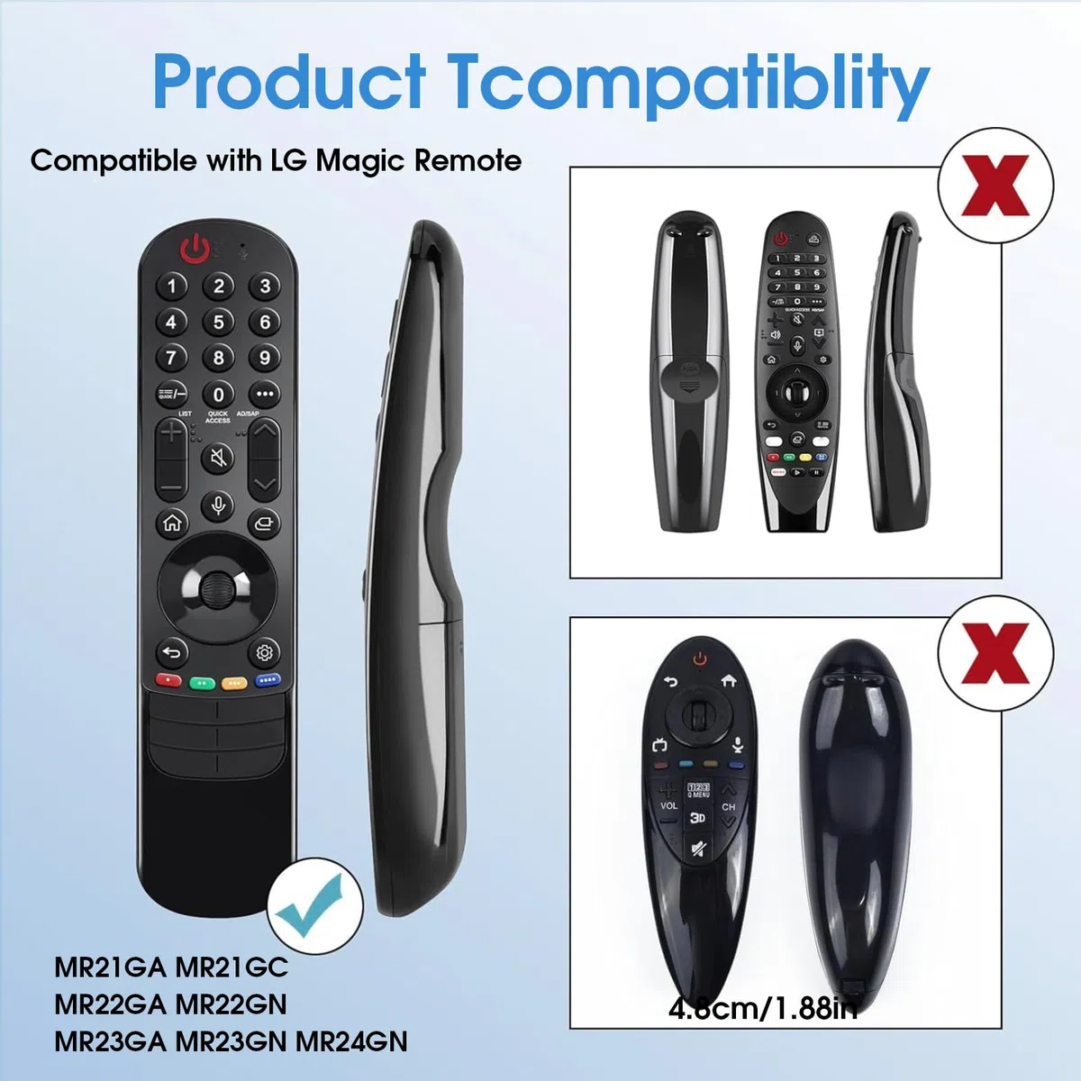 Custodia in Silicone Compatibile con Telecomando LG AN-MR21GA AN-MR21GC MR22GA MR22GN MR23GA MR24GA, Guscio Protettiva Remote Control per LG, Cover Telecomando per LG Magic 2021/2022/2023/2024 Bianco
