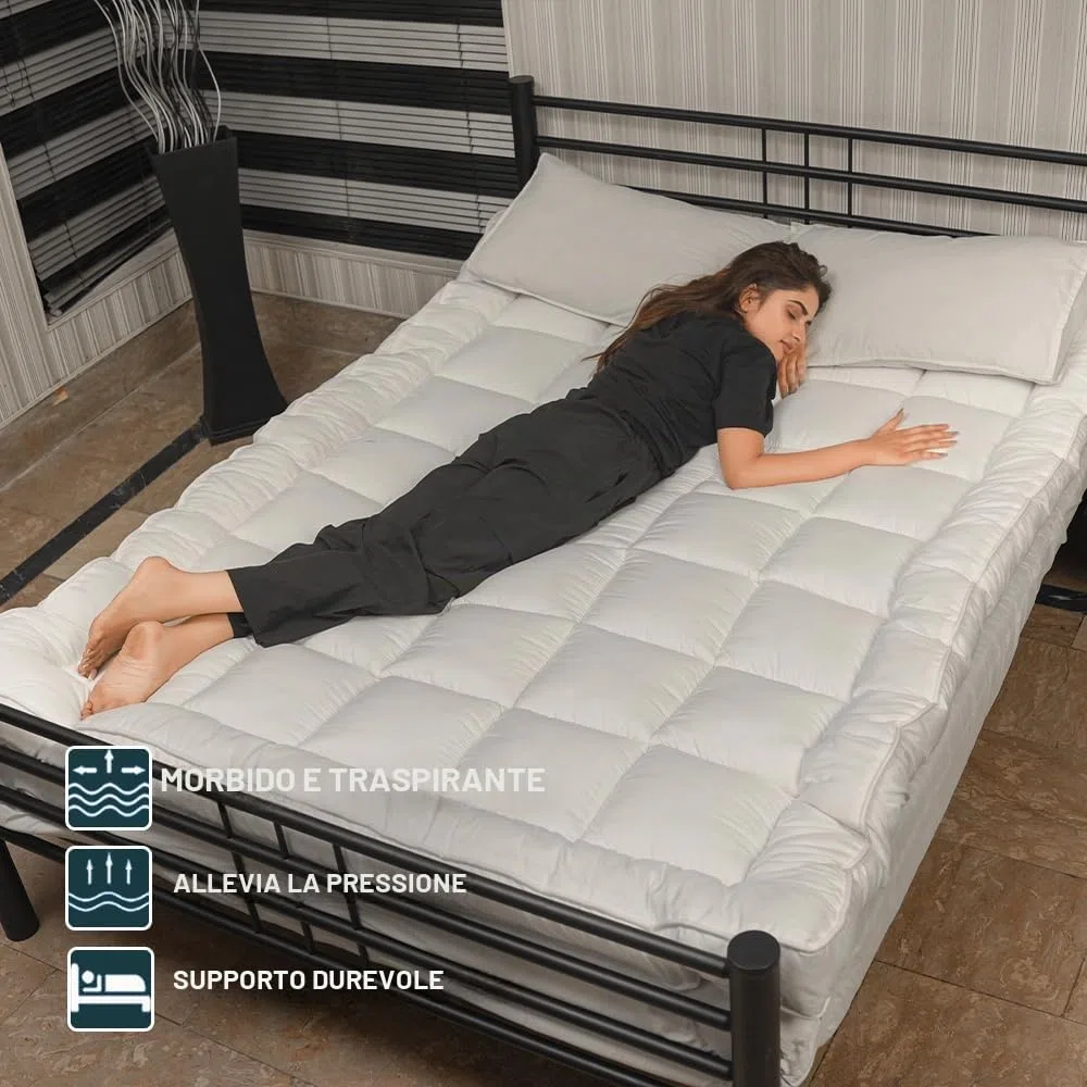 Coprimaterasso in microfibra di alta qualità da 10 cm, per letto super king size, morbido e soffice con cuciture quadrate per un maggiore comfort (super king size 182 x 200 cm)