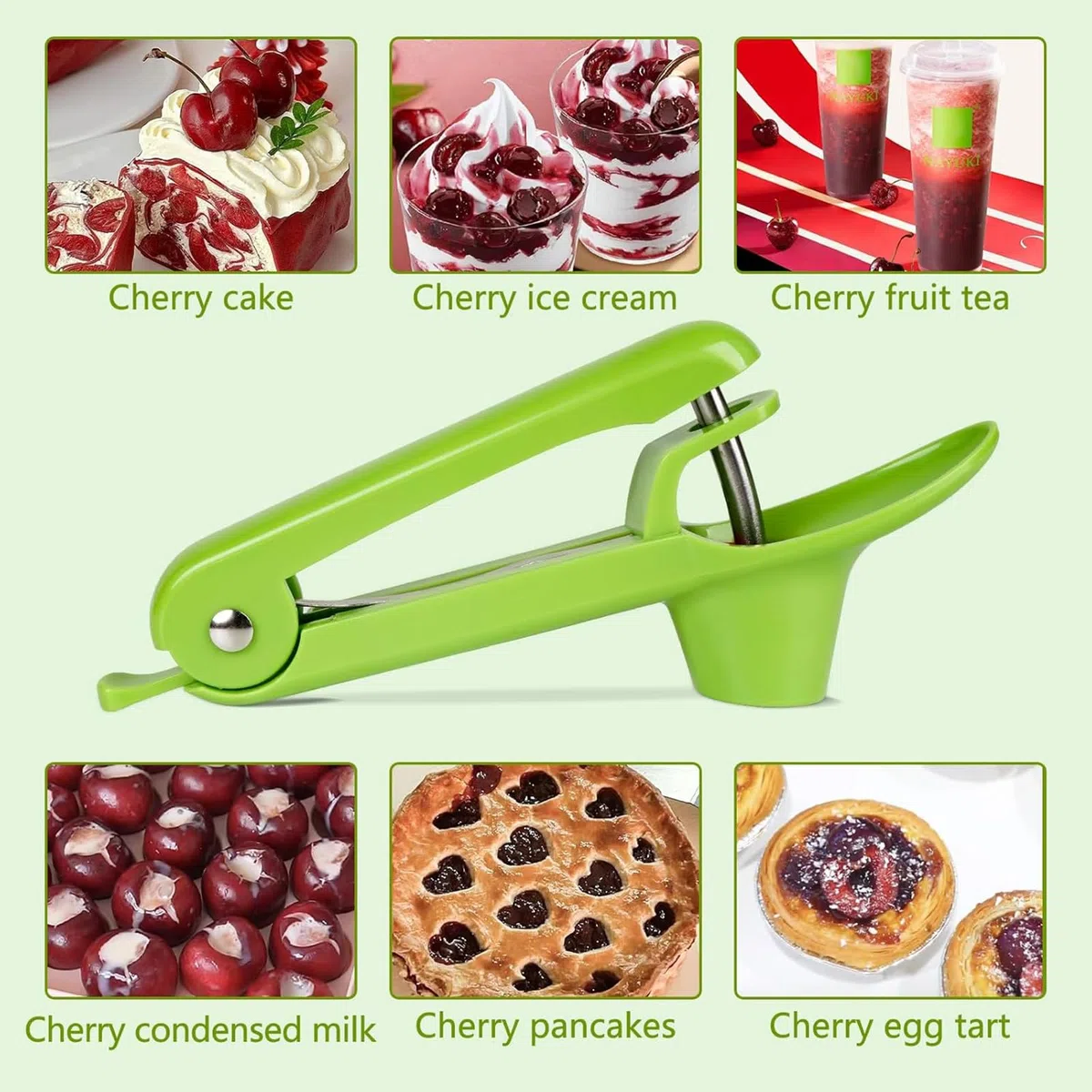 2 pezzi di rimozione di noccioli di ciliegie, in acciaio inox, per rimuovere rapidamente le pietre di frutta