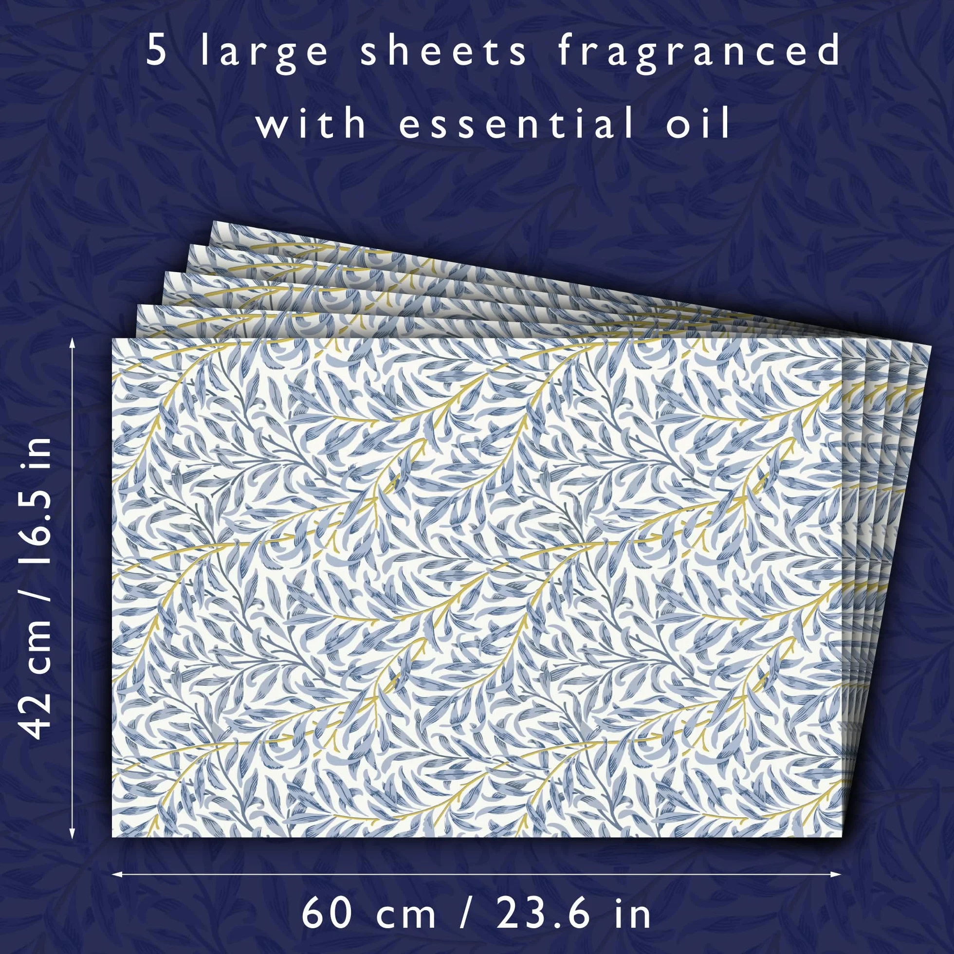 The Master Herbalist Fragranti fodere profumate per cassetti design William Morris (piegati), confezione da 5 fogli, contiene oli essenziali, prodotte nel Regno Unito (Olio di lavanda e neem, Folded)