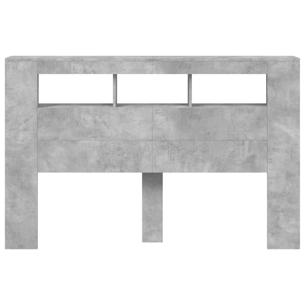 IKAYAA Testiera Letto Matrimoniale con LED Testiera Letto Matrimoniale Legno 160 cm Testiera con Contenitore Testiera Letto con Scomparti -Grigio cemento-160 x 103.5 cm