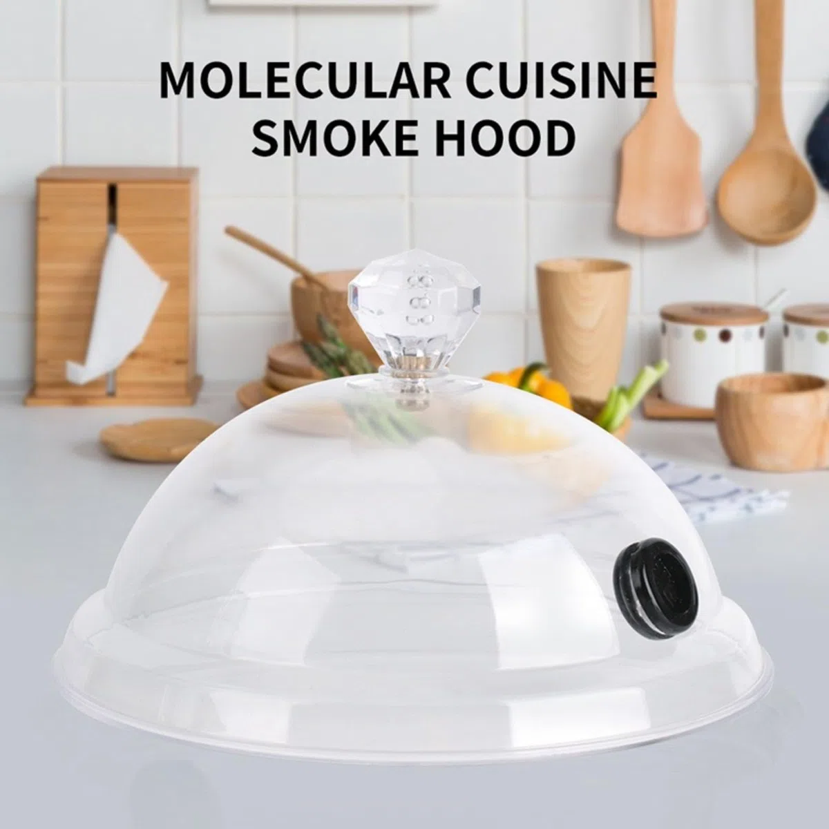 Coperchio a Cupola a Cloche per Affumicatura, Accessorio per Pistola Affumicatrice in Plastica per Cibi e Bevande, Esalta il Sapore con Display Trasparente per Feste Ed Eventi (L)