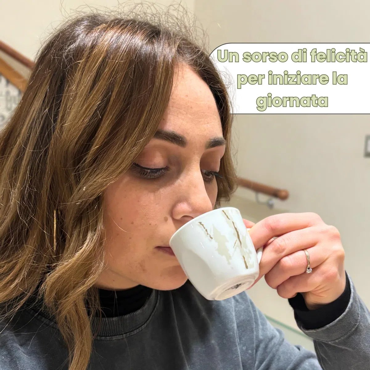 NAMAI - Set da 6 Tazzine Caffe Particolari con Piattino, Stile Autentico, Porcellana, Adatte In Lavastoviglie e Microonde, Idea Regalo (Hummus)