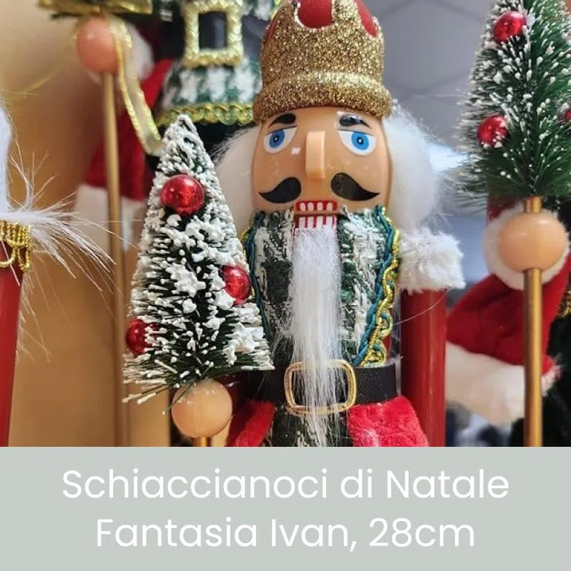INTRECCI Schiaccianoci di Natale, Altezza 28 cm, Addobbo Natalizio, Elegante, Perfetto per Decorare l'Albero e la Casa, Simbolo di Buon Augurio, Regalo Originale. Fantasia: Ivan