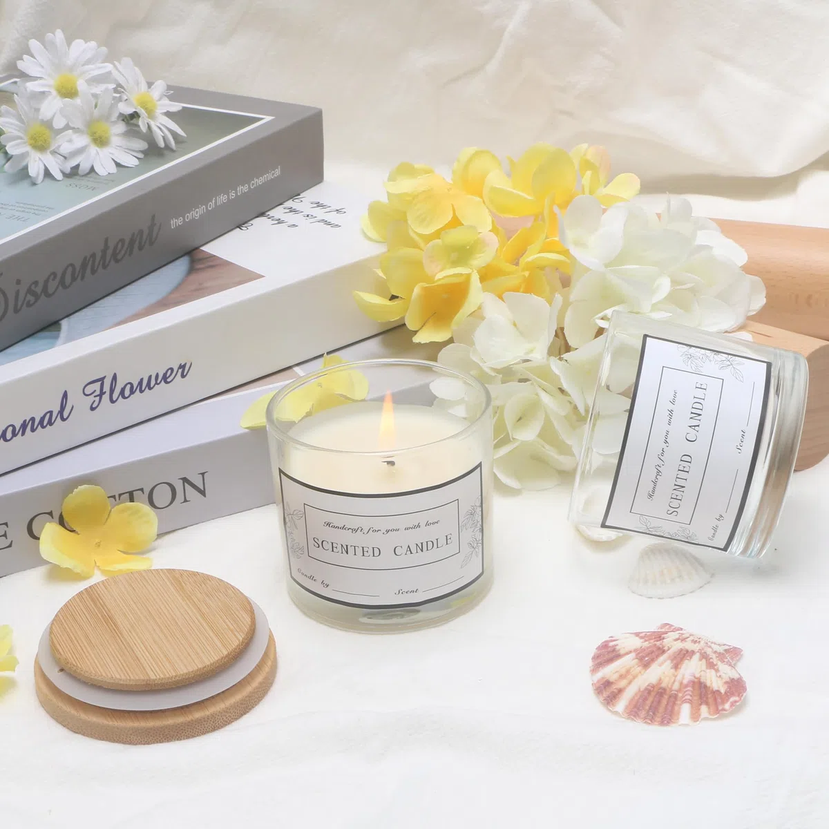 MILIVIXAY Set di 20 barattoli per candele in vetro trasparente da 113 ml con coperchi e kit per la creazione di candele - Barattoli per candele vuoti sfusi per la creazione di candele - Contenitori