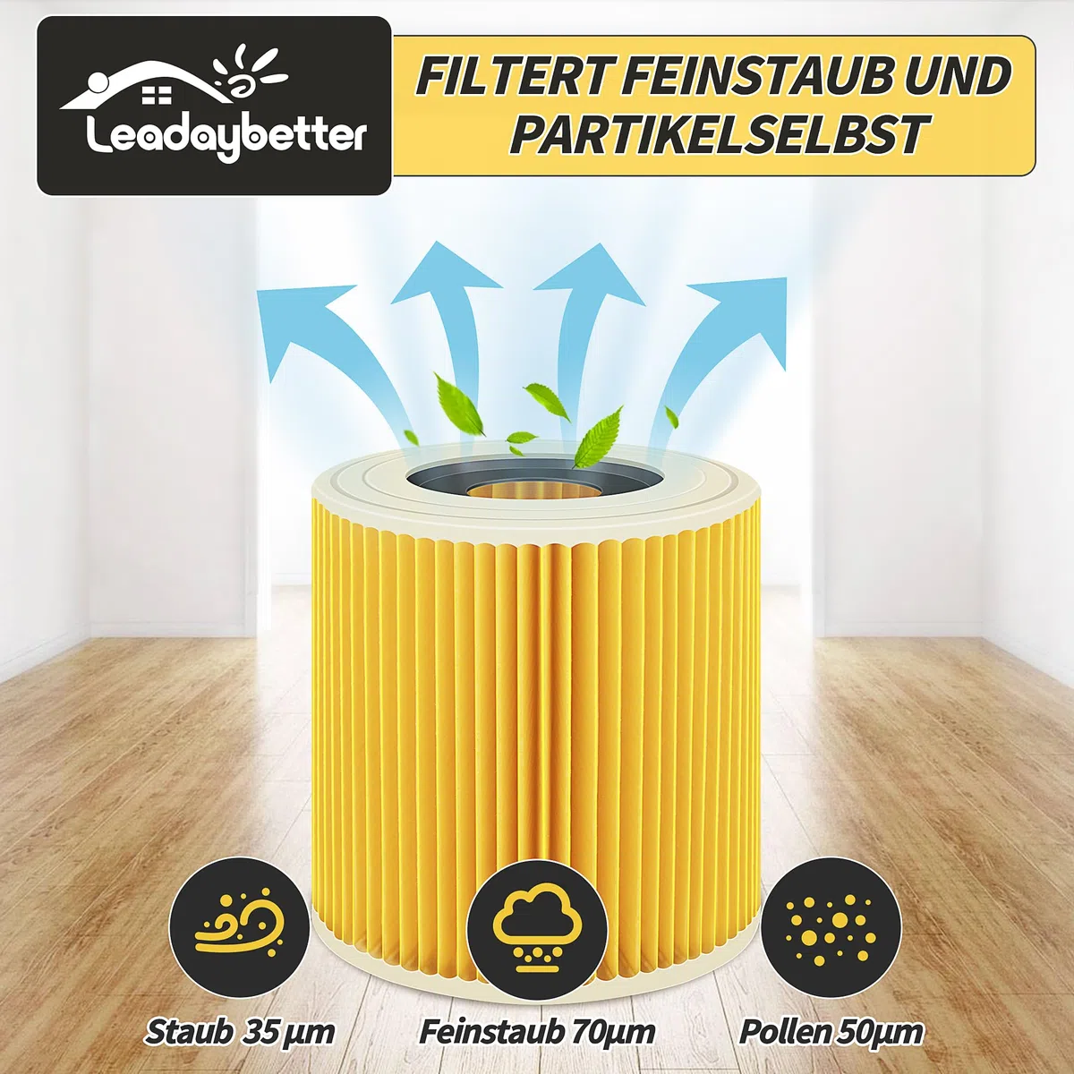 Confezione da 2 cartucce filtranti per Kärcher Premium WD3 WD2 MV2 MV3 WD 3P, WD 3.200, WD 3.500 P, SE 4001, SE 4002, A2054, A2004, A2254, A2604, Filtro aspirapolvere 6.414-552.0, 6.414141414. -772.