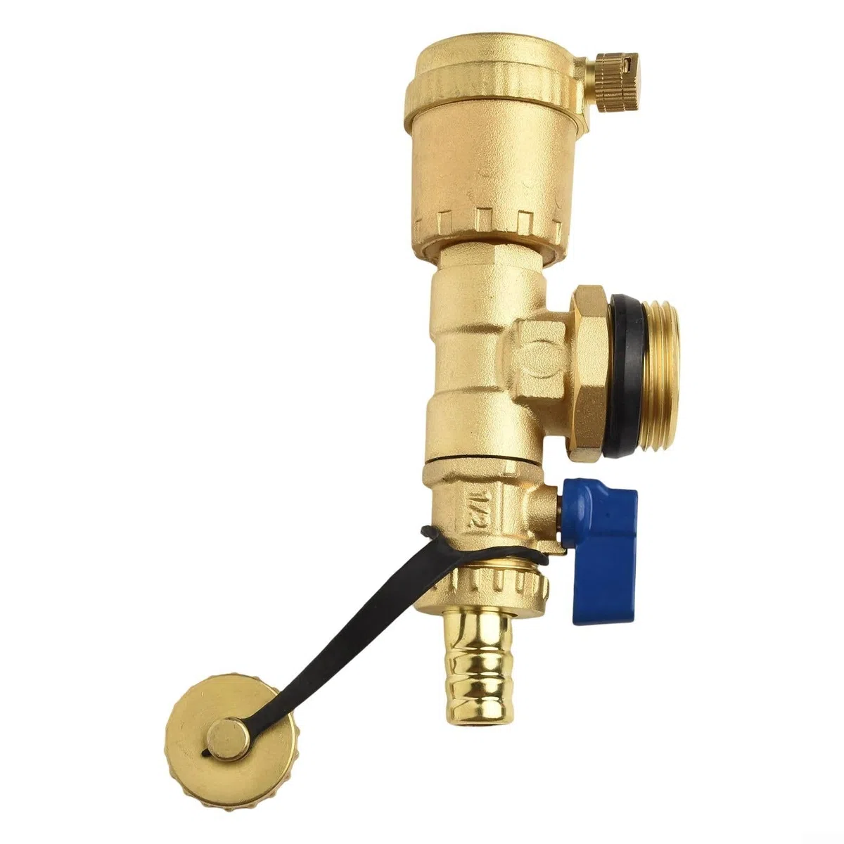 Besttoolifes Unità terminale collettore per riscaldamento a pavimento con sfiato automatico e valvola di scarico integrata, struttura in ottone massiccio, compatibile con 1", 1/(1/2")