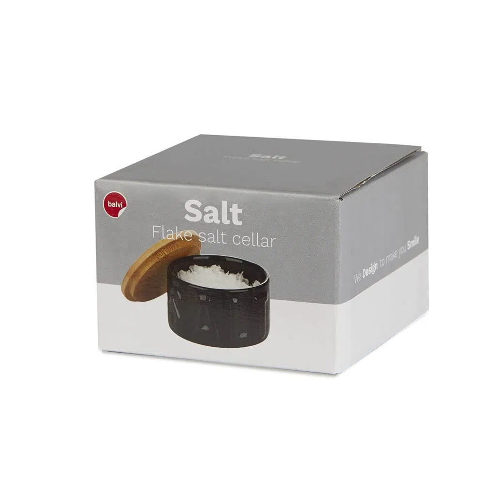 Balvi Barattolo per Sale in Scaglie Salt Colore Nero Portasale con Coperchio per Cucina Ceramica/BAMB