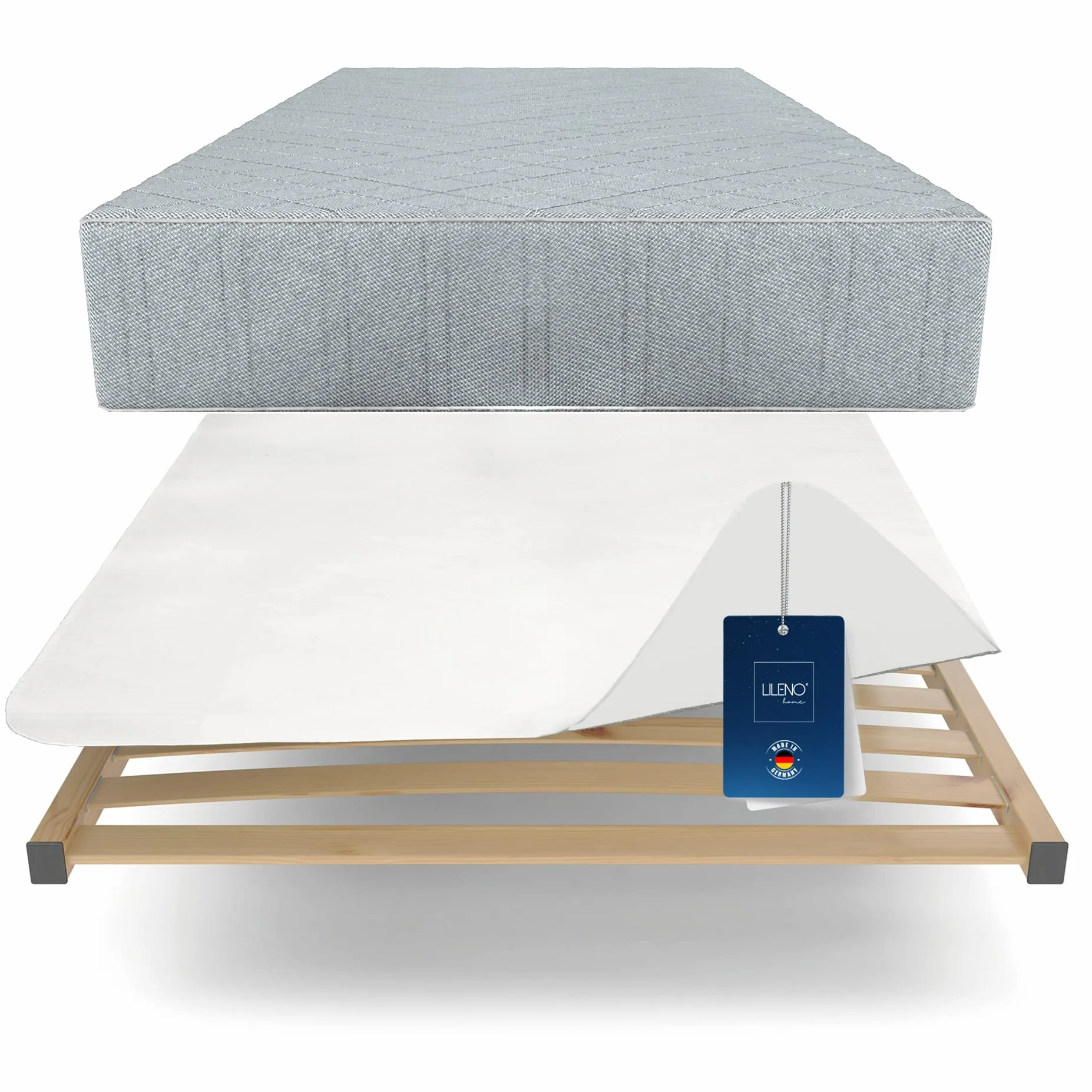 LILENO HOME Materassino antiscivolo per rete a doghe (90 x 200 cm) – Protezione sottile per materasso – in tessuto non tessuto antiscivolo come fermo per materassi – lavabile