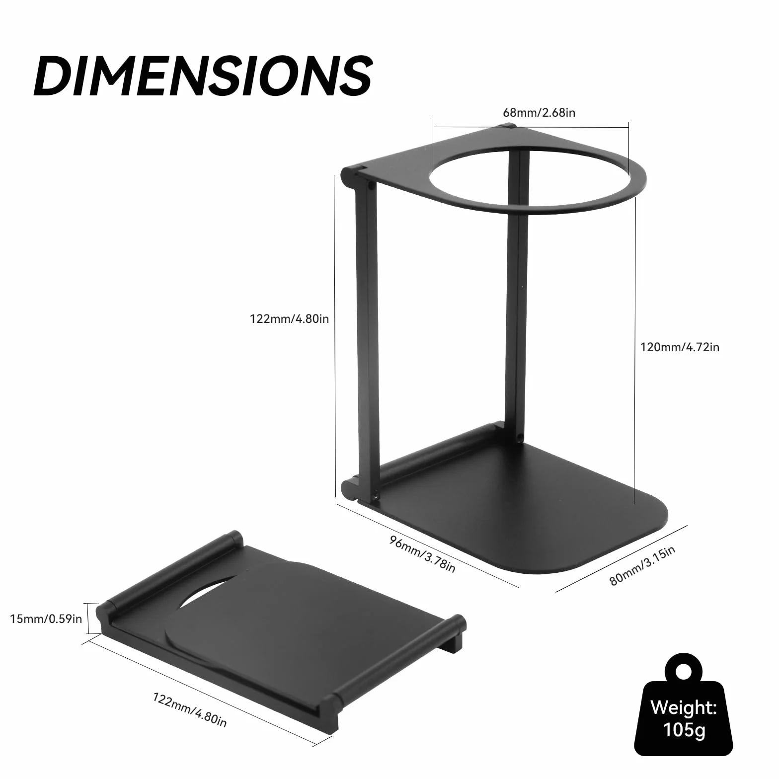 Zayin Supporto per macchina da caffè da viaggio, portatile e pieghevole, supporto per caffè da ufficio con base, adatto per ufficio, casa e campeggio, nero