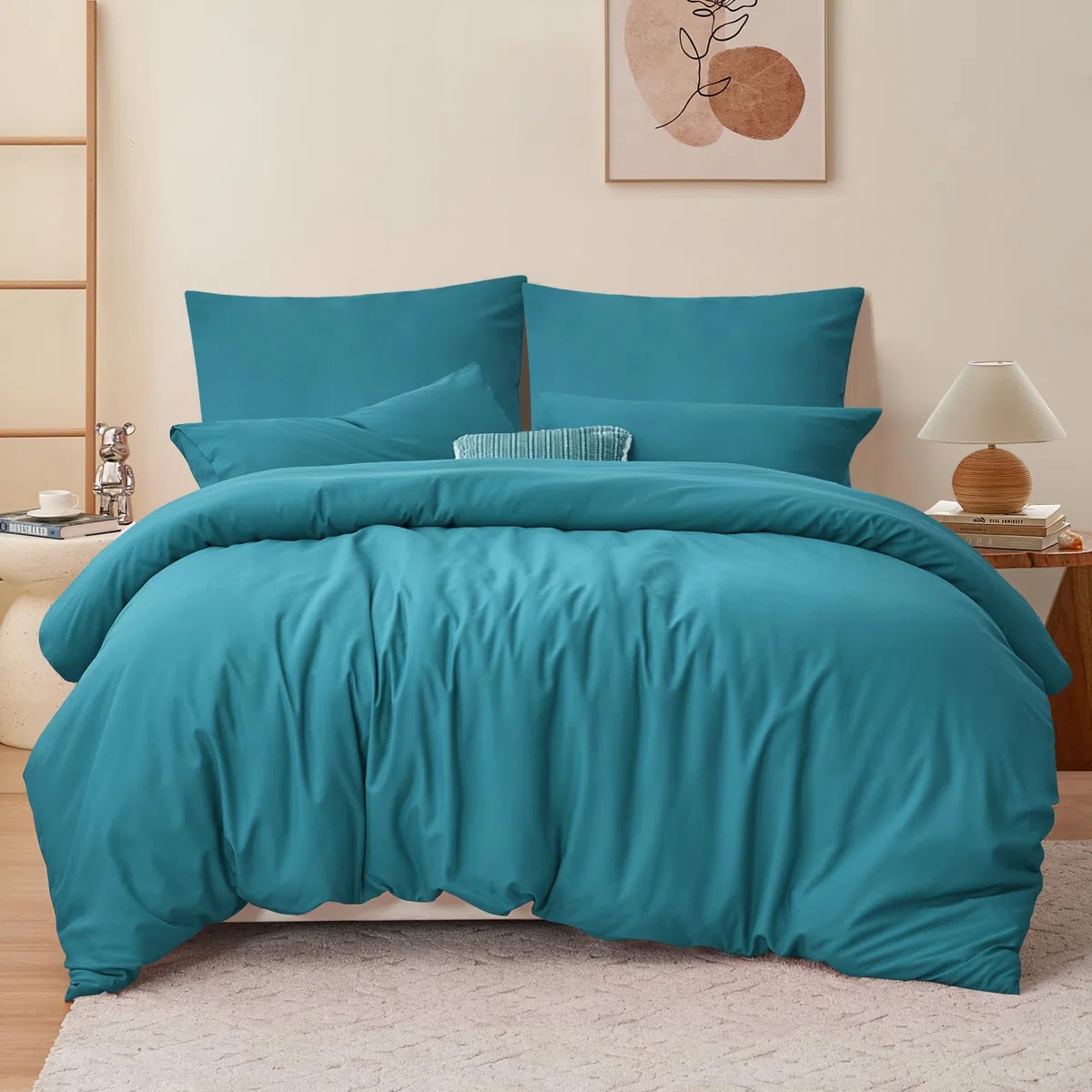 RUIKASI Biancheria da letto 220 x 240 cm, colore verde blu-verde, 100% microfibra, set di biancheria da letto – 1 copripiumino 220 x 240 cm + 2 federe 80 x 80 – 10 anni di garanzia