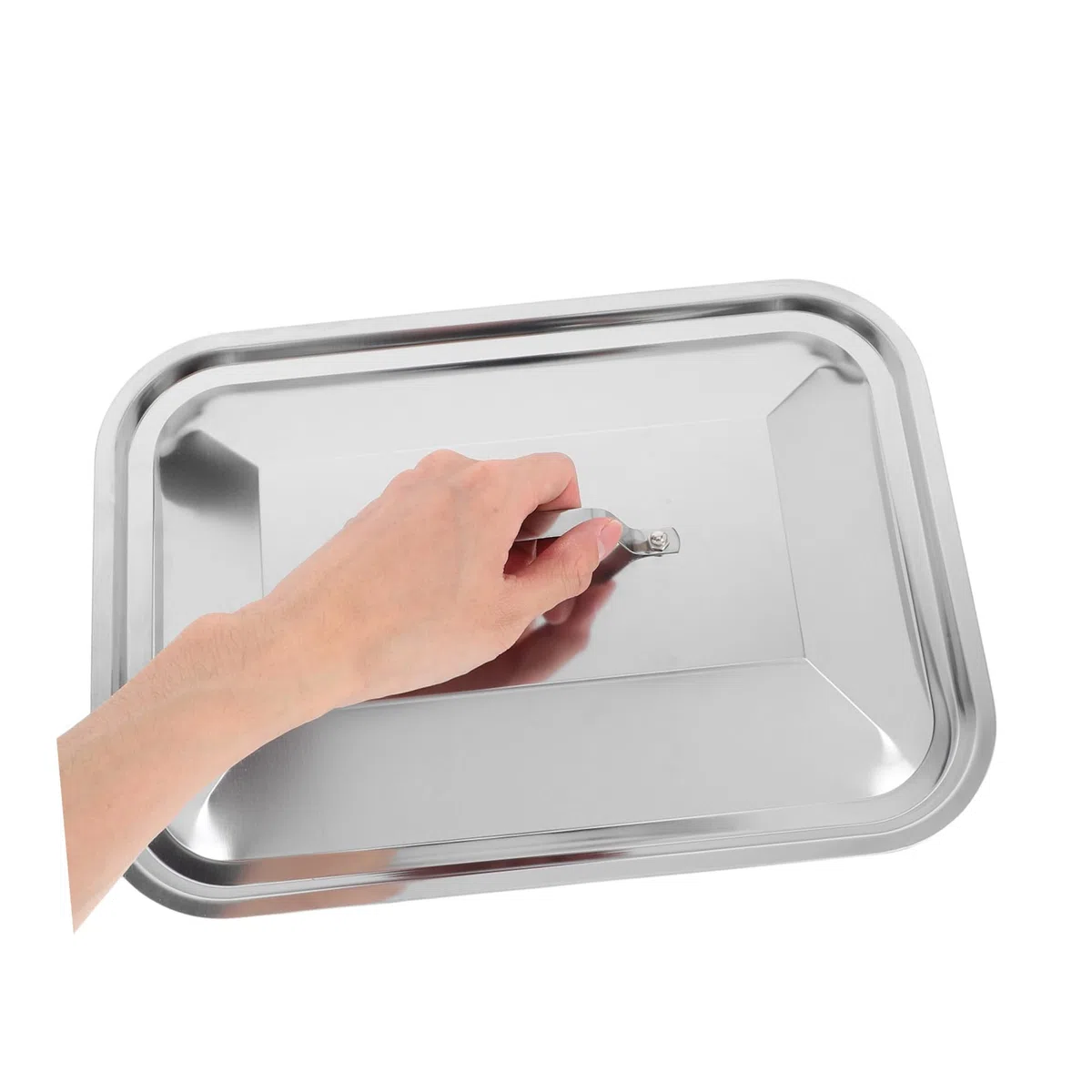 Alipis Coperchio Rettangolare in Acciaio Inox Per Teglia Da Pesce 13.58X9.65X1.97In Con Manico Antischizzo Ideale Per Barbecue All'Aperto Picnic E Riunioni Familiari